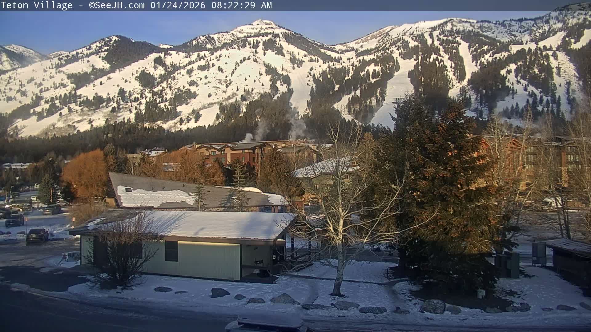 Teton Village & Grand Tetons Ski Slopes Live Cam - Teton Village , Teton, Wyoming, USA