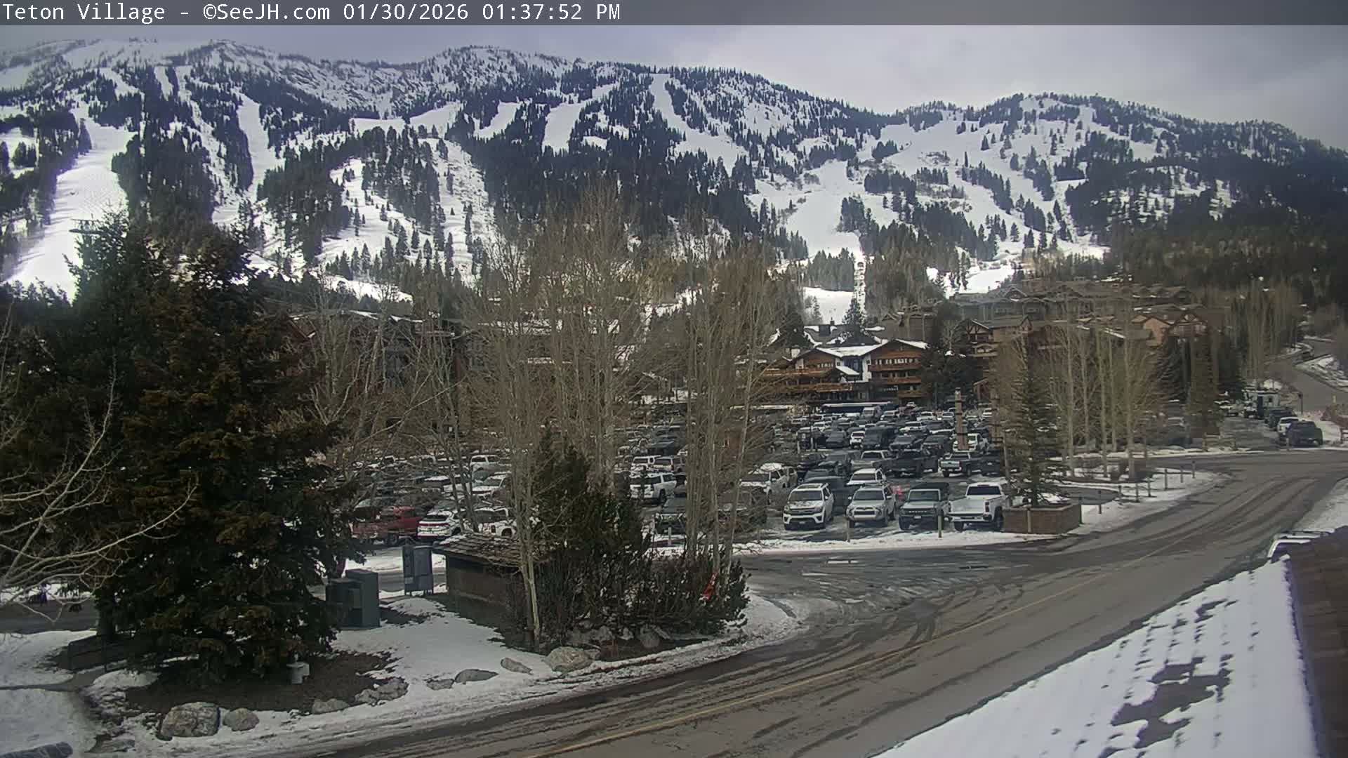 Teton Village & Grand Tetons Ski Slopes Live Cam - Teton Village , Teton, Wyoming, USA
