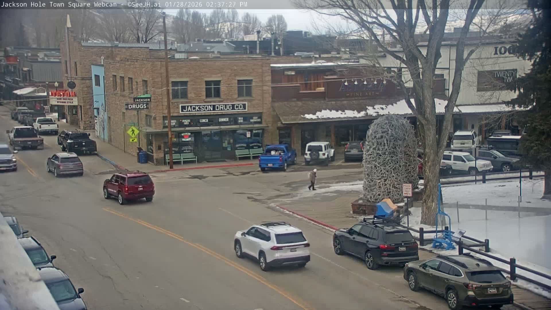 Jackson Hole, Jackson Town Center Square PTZ Live Cam - Jackson, Teton, Wyoming, USA