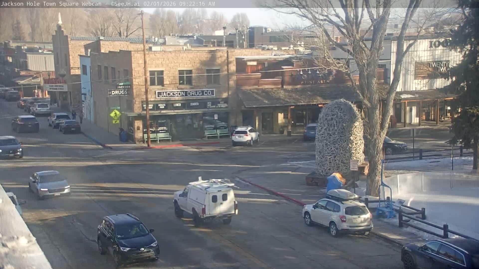 Jackson Hole, Jackson Town Center Square PTZ Live Cam - Jackson, Teton, Wyoming, USA