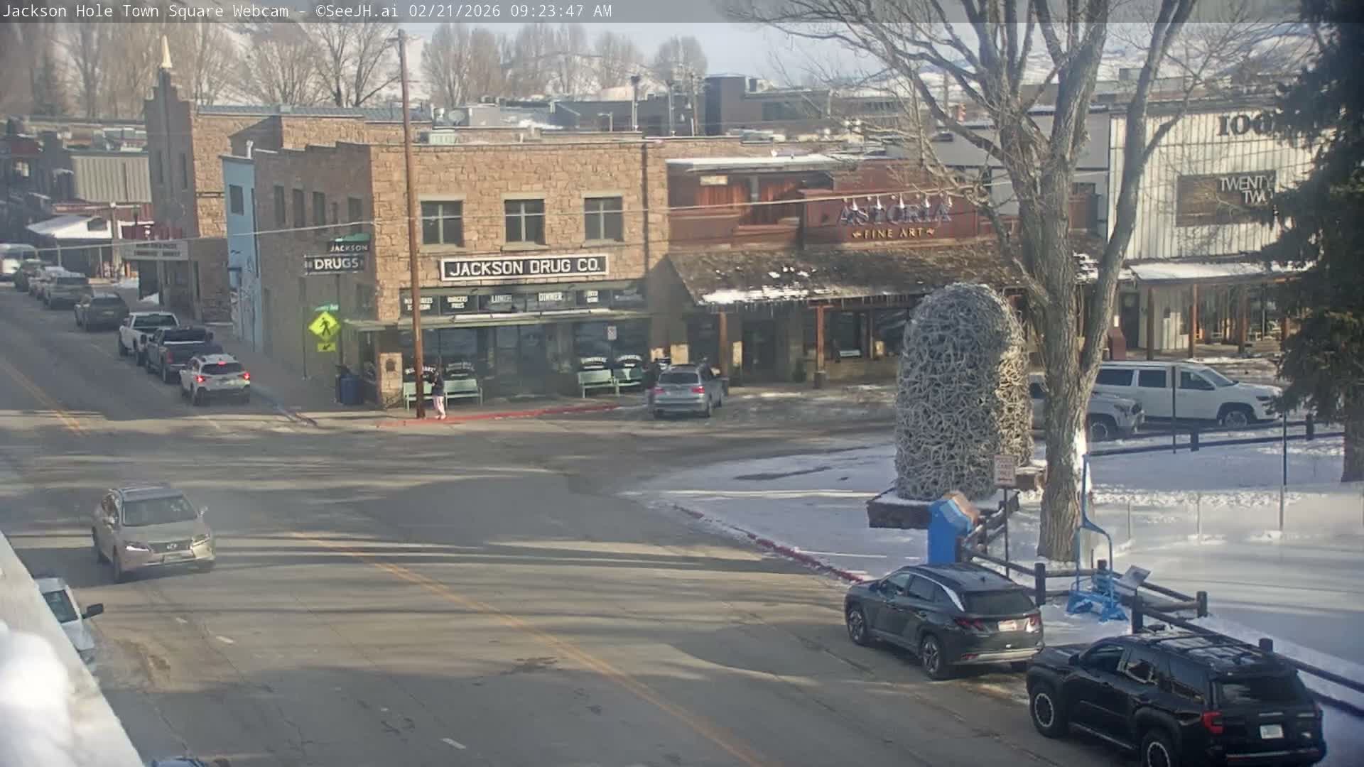 Jackson Hole, Jackson Town Center Square PTZ Live Cam - Jackson, Teton, Wyoming, USA