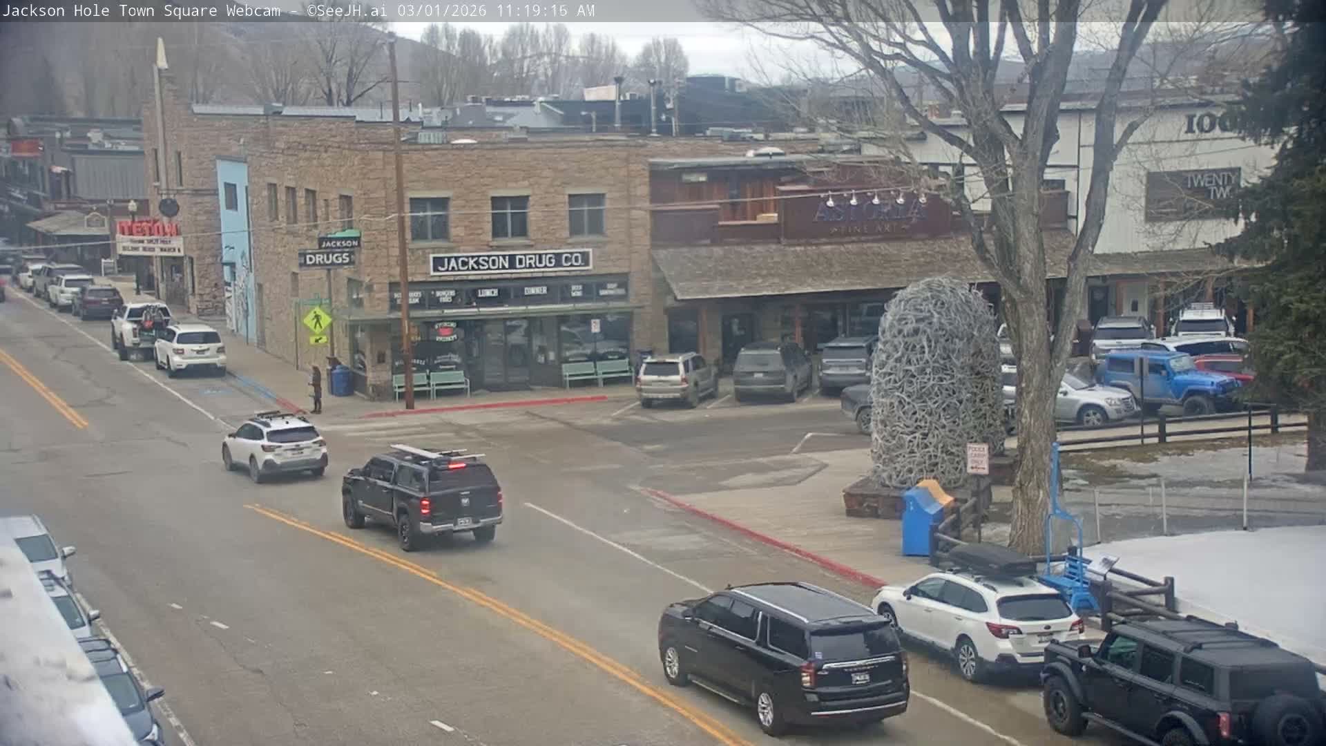 Jackson Hole, Jackson Town Center Square PTZ Live Cam - Jackson, Teton, Wyoming, USA