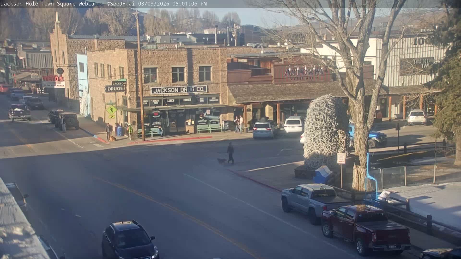 Jackson Hole, Jackson Town Center Square PTZ Live Cam - Jackson, Teton, Wyoming, USA