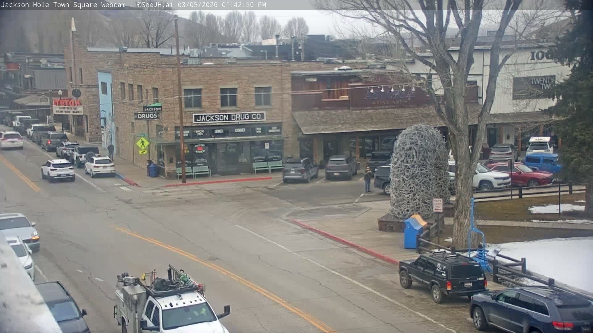 Jackson Hole, Jackson Town Center Square PTZ Live Cam - Jackson, Teton, Wyoming, USA