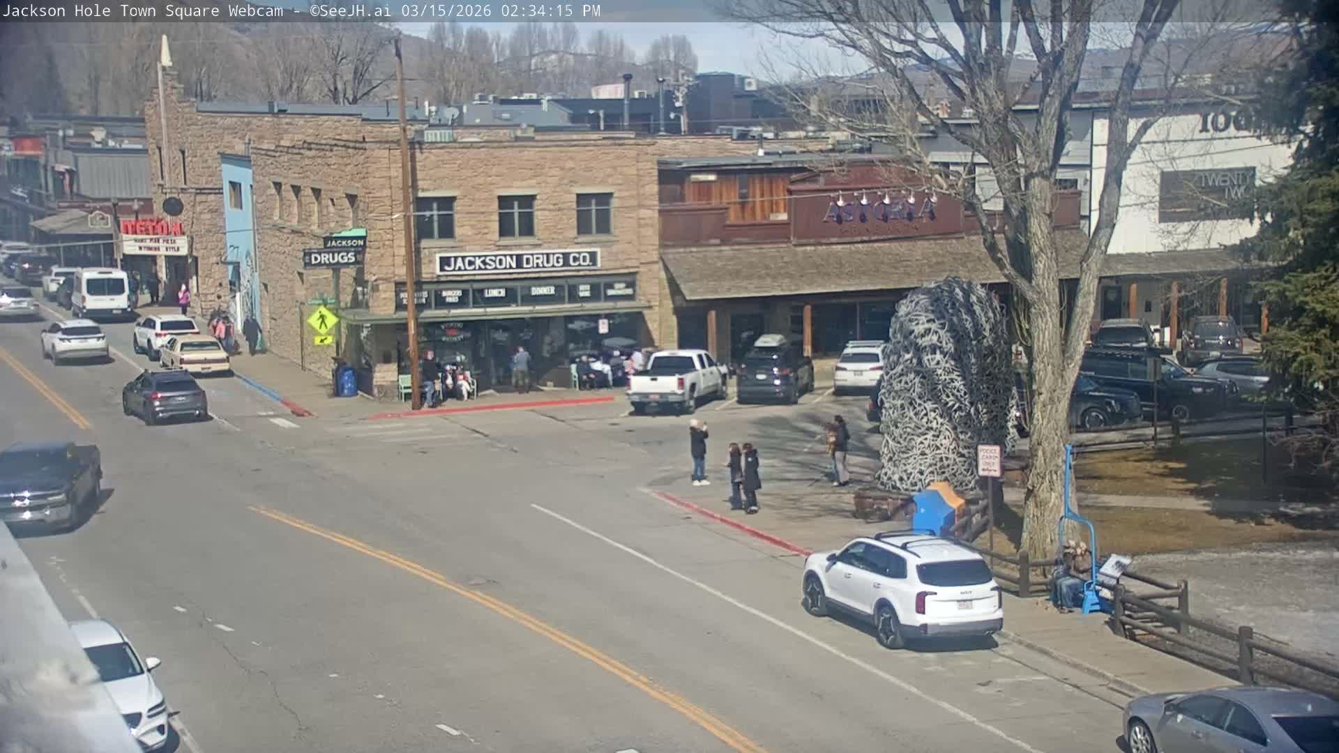 Jackson Hole, Jackson Town Center Square PTZ Live Cam - Jackson, Teton, Wyoming, USA