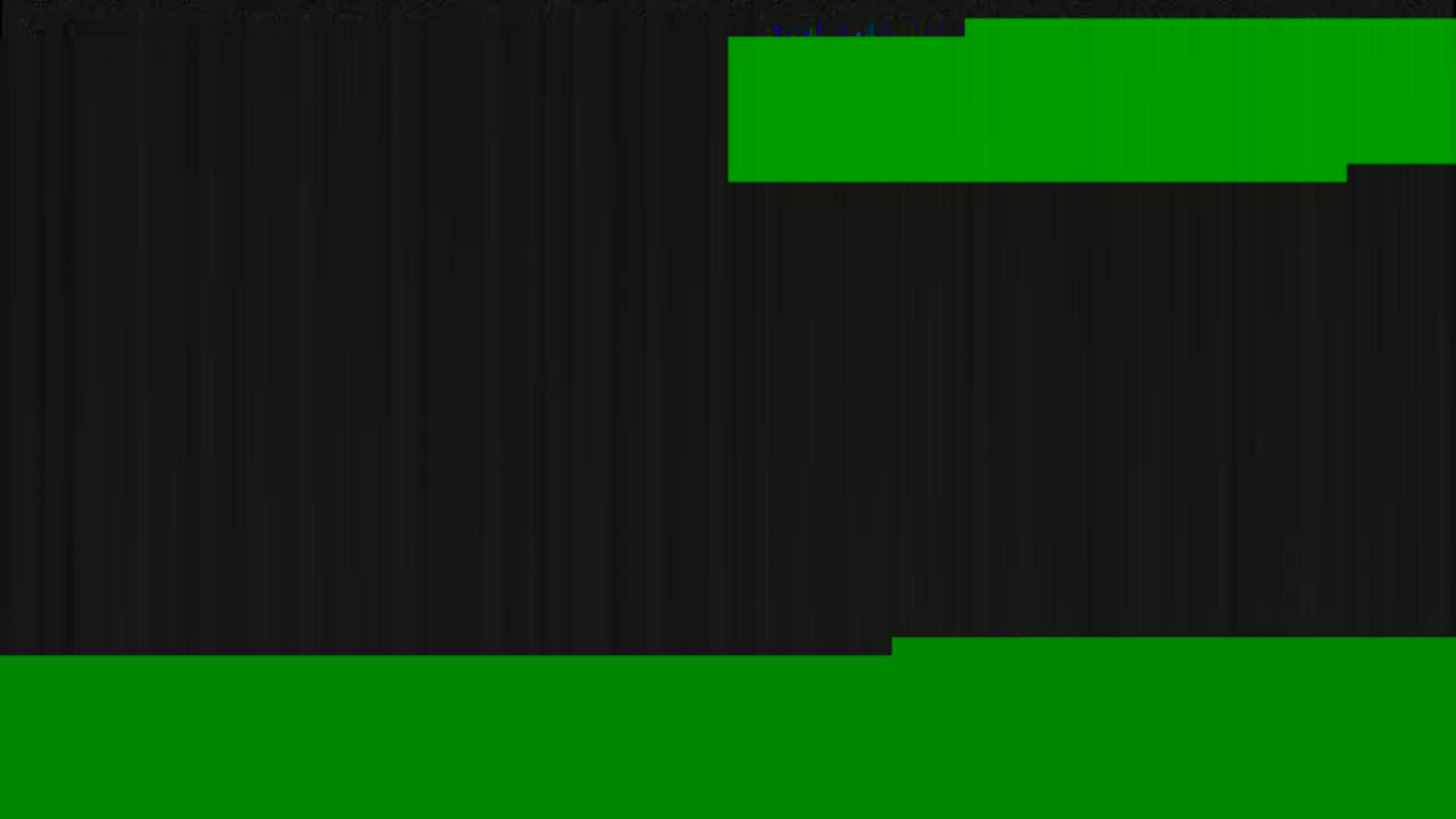 The image shows a dark gray background with two horizontal green rectangles at the top and bottom.