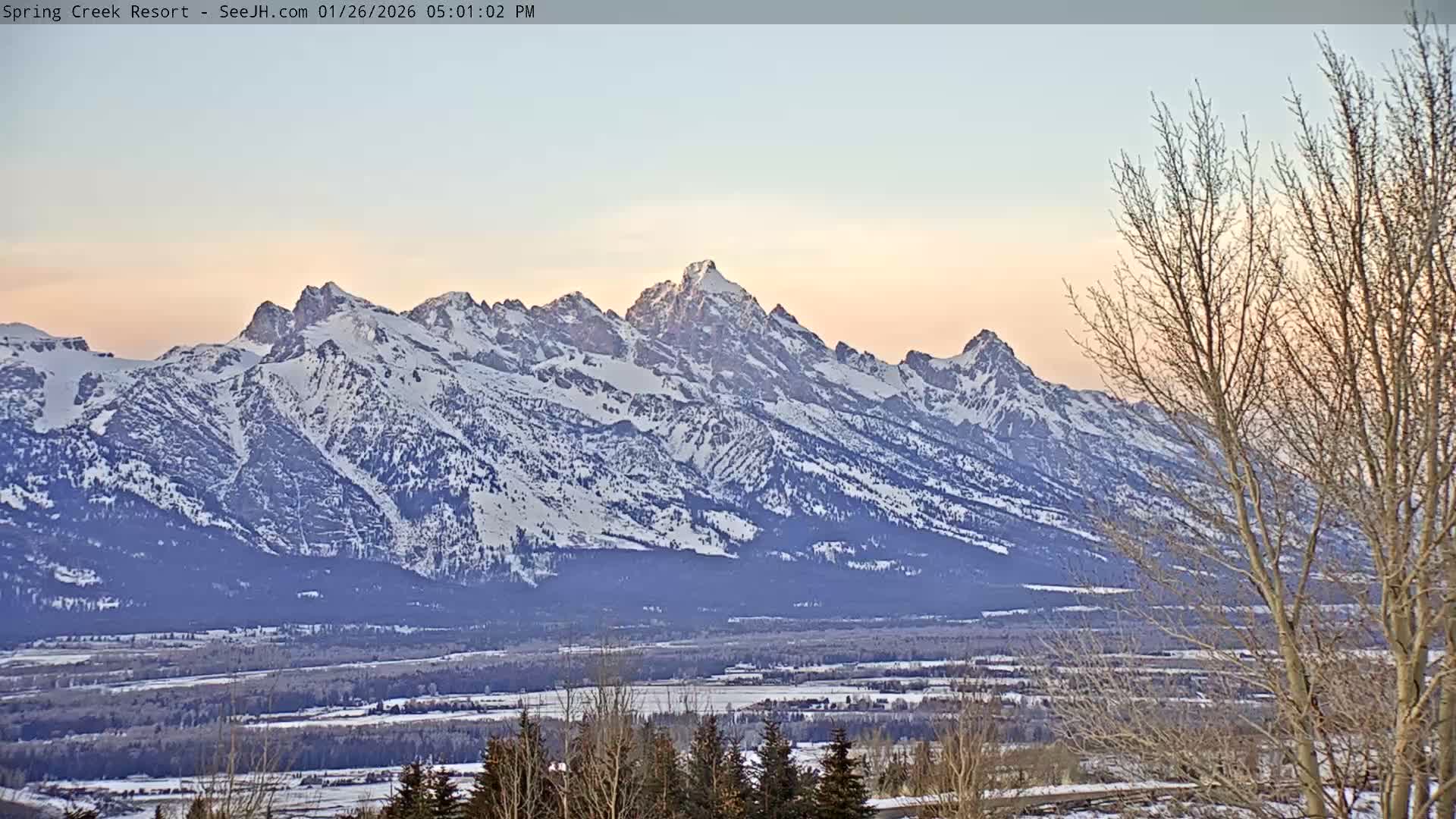 Grand Teton Mountain from Spring Creek Ranch in Jackson Hole, Wyoming - Jackson, Teton, Wyoming, USA
