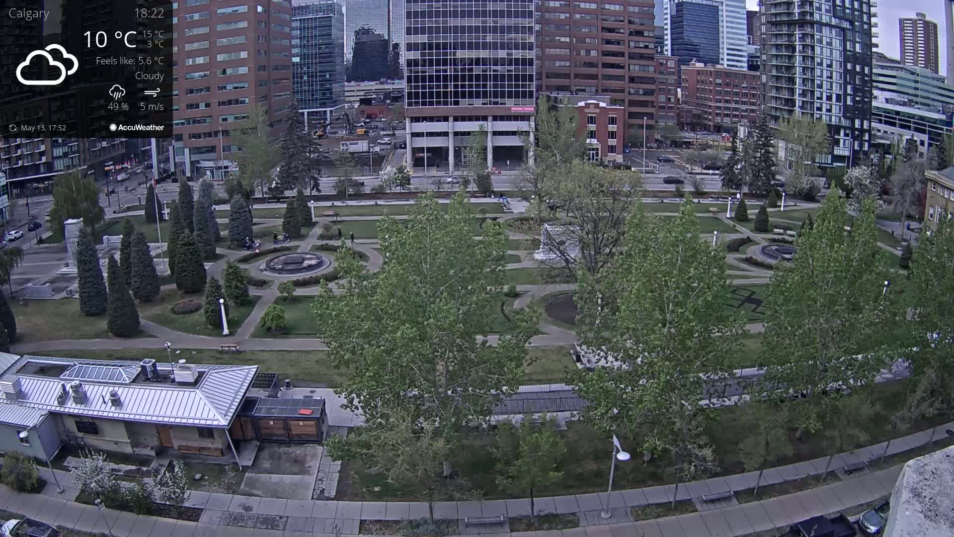 Calgary, Central Memorial Park Live Cam - Calgary, Rocky View County and Foothills County, Alberta, Canada