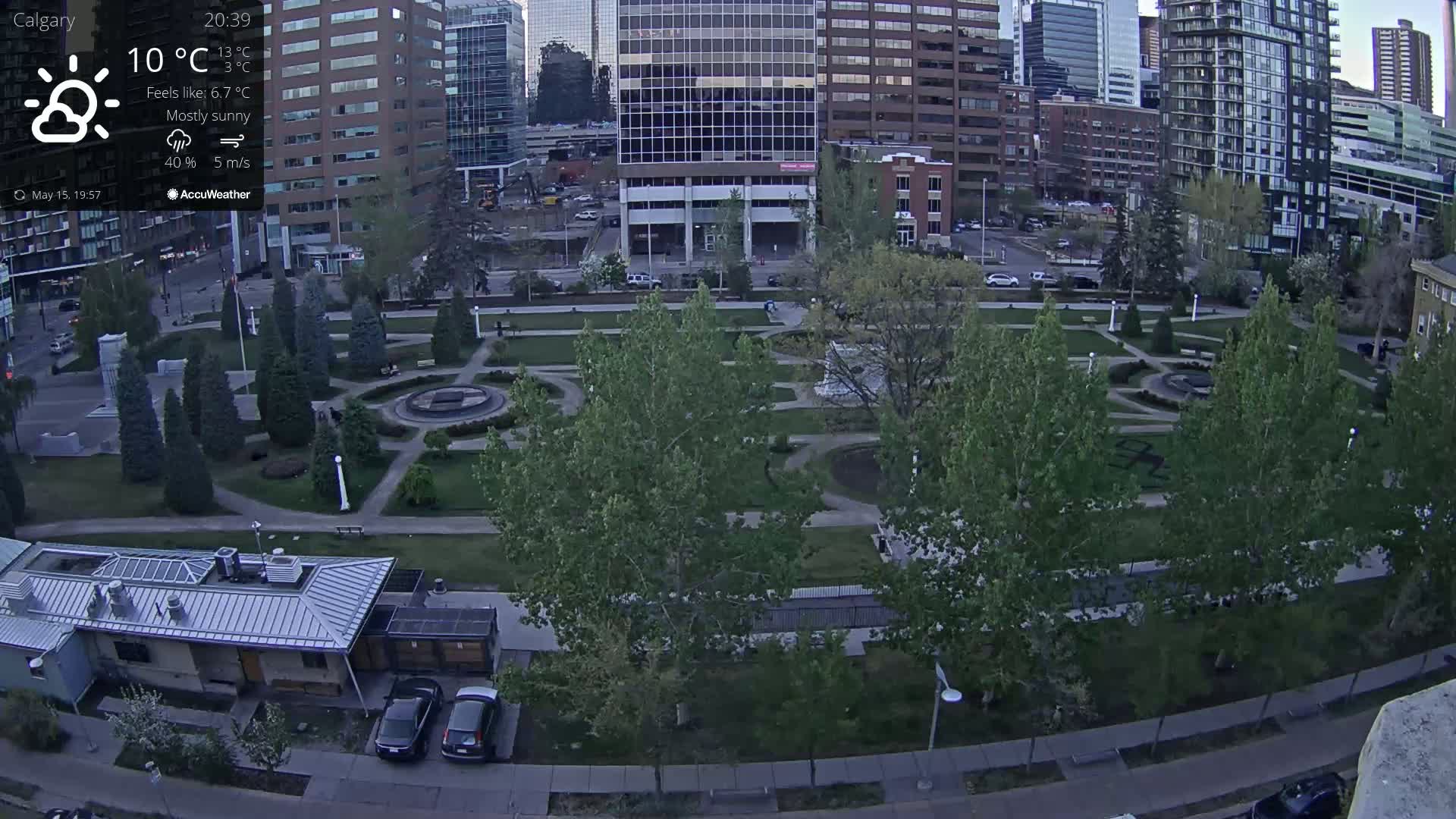 Calgary, Central Memorial Park Live Cam - Calgary, Rocky View County and Foothills County, Alberta, Canada