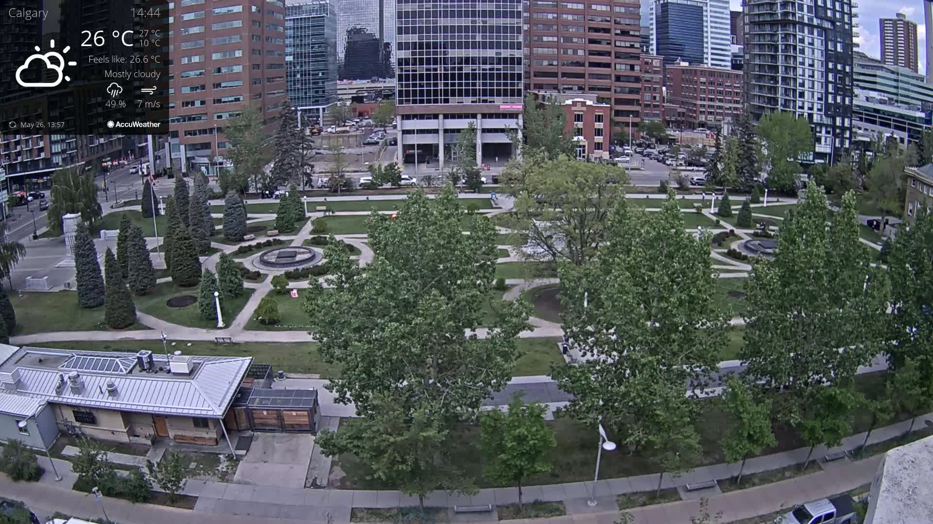 Calgary, Central Memorial Park Live Cam - Calgary, Rocky View County and Foothills County, Alberta, Canada