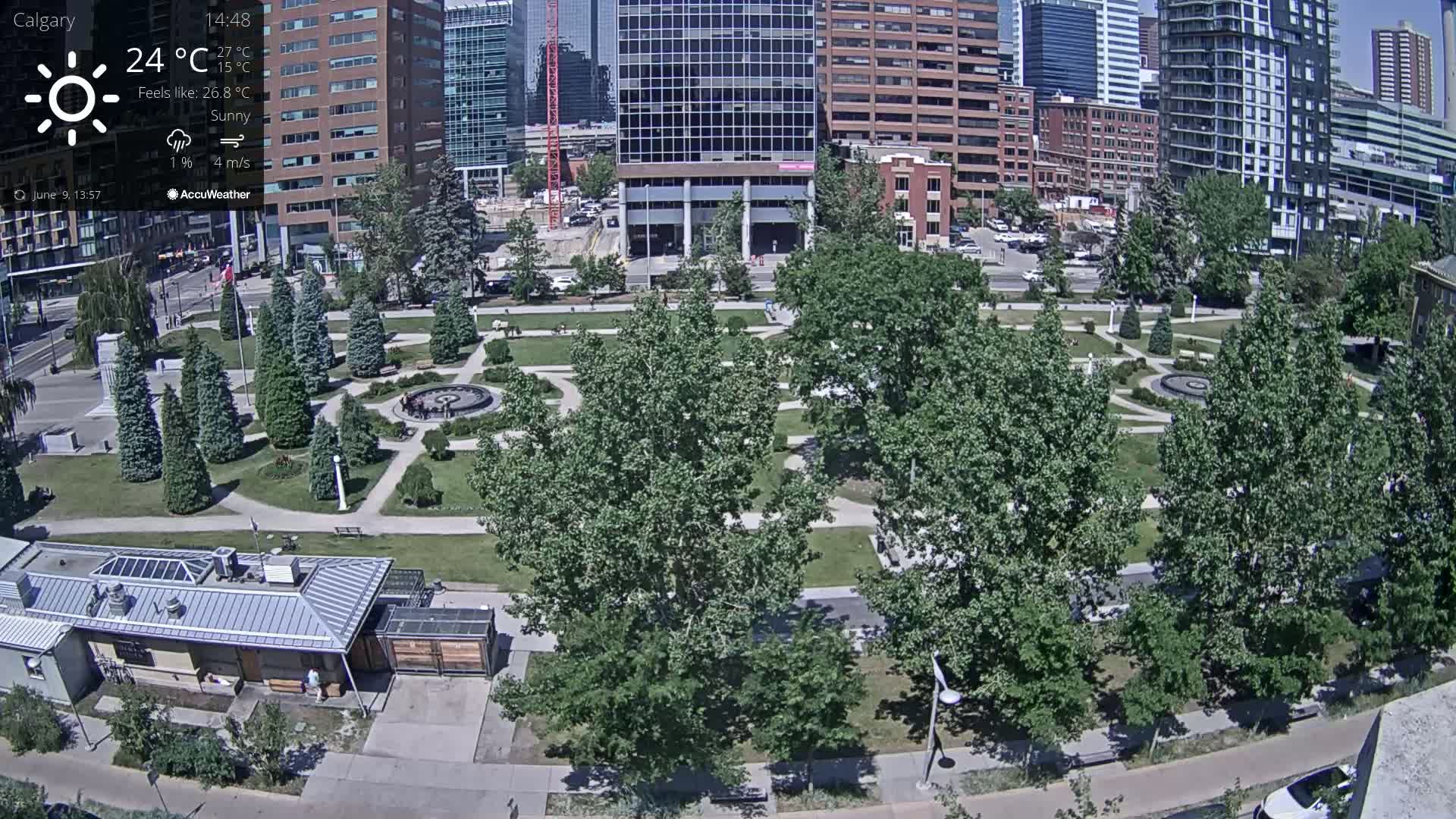 Calgary, Central Memorial Park Live Cam - Calgary, Rocky View County and Foothills County, Alberta, Canada