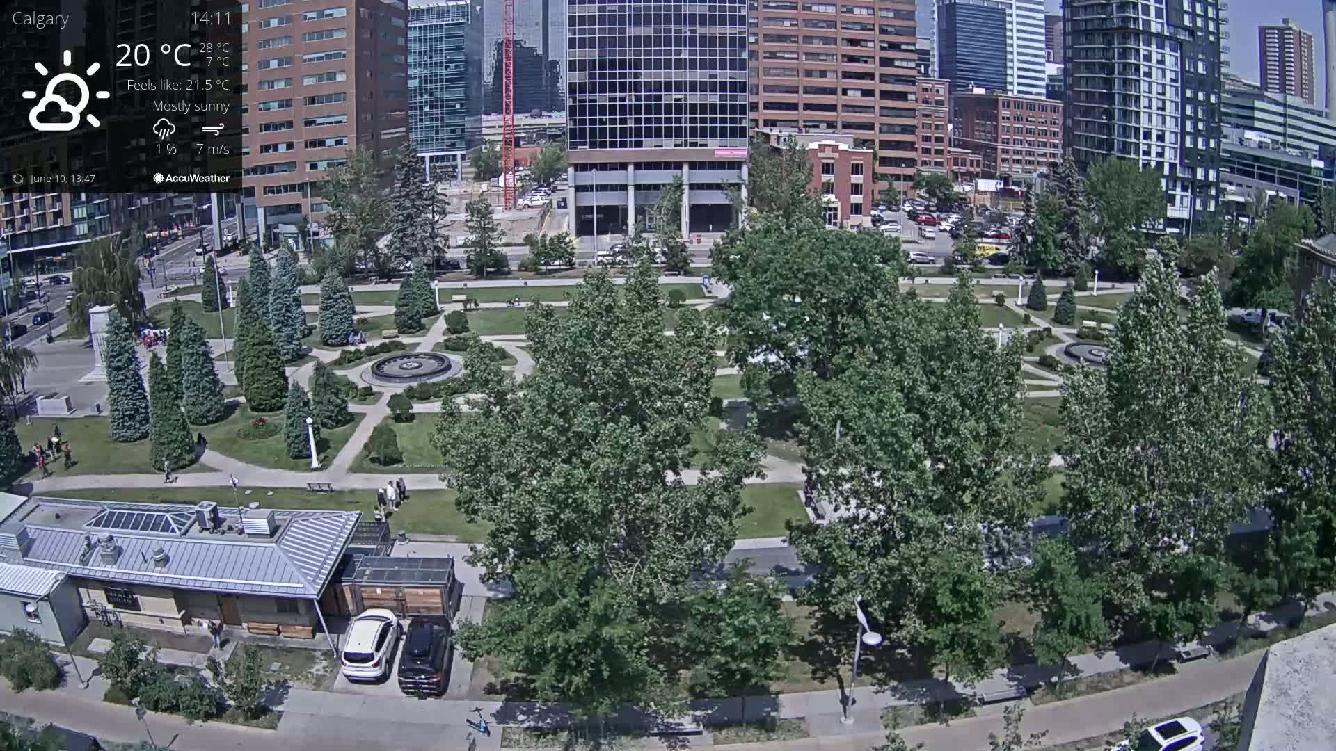 Calgary, Central Memorial Park Live Cam - Calgary, Rocky View County and Foothills County, Alberta, Canada