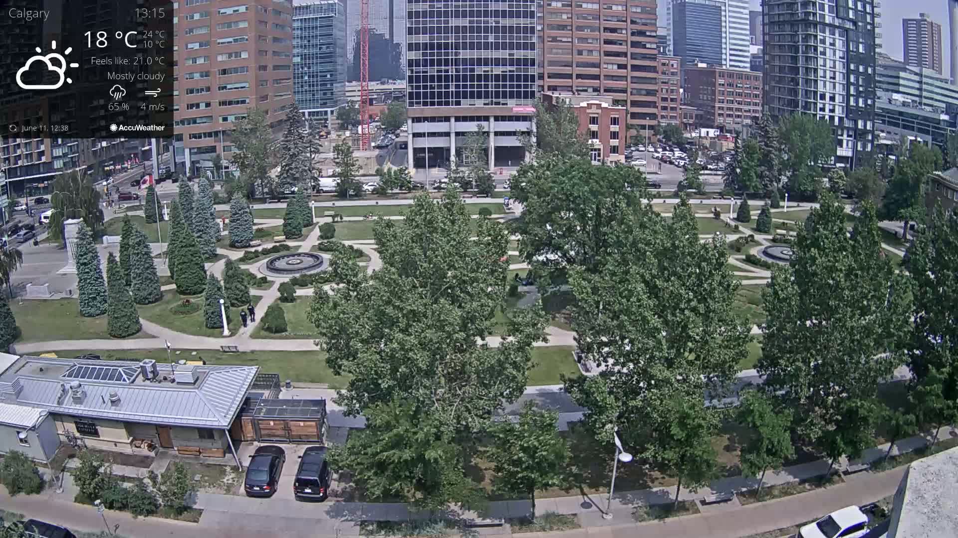 Calgary, Central Memorial Park Live Cam - Calgary, Rocky View County and Foothills County, Alberta, Canada