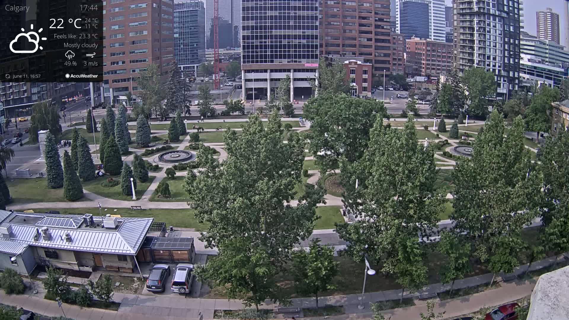 Calgary, Central Memorial Park Live Cam - Calgary, Rocky View County and Foothills County, Alberta, Canada