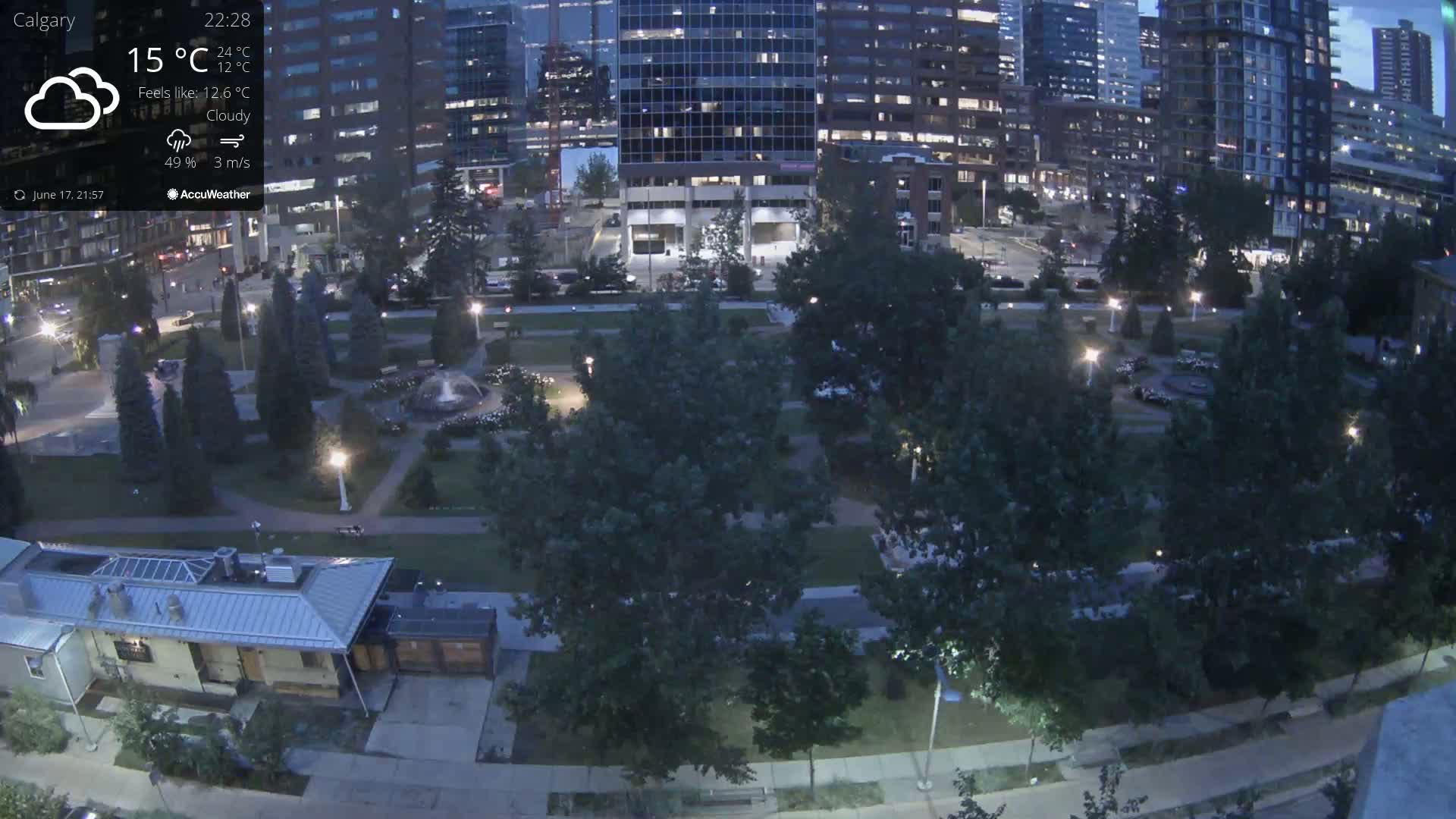 Calgary, Central Memorial Park Live Cam - Calgary, Rocky View County and Foothills County, Alberta, Canada