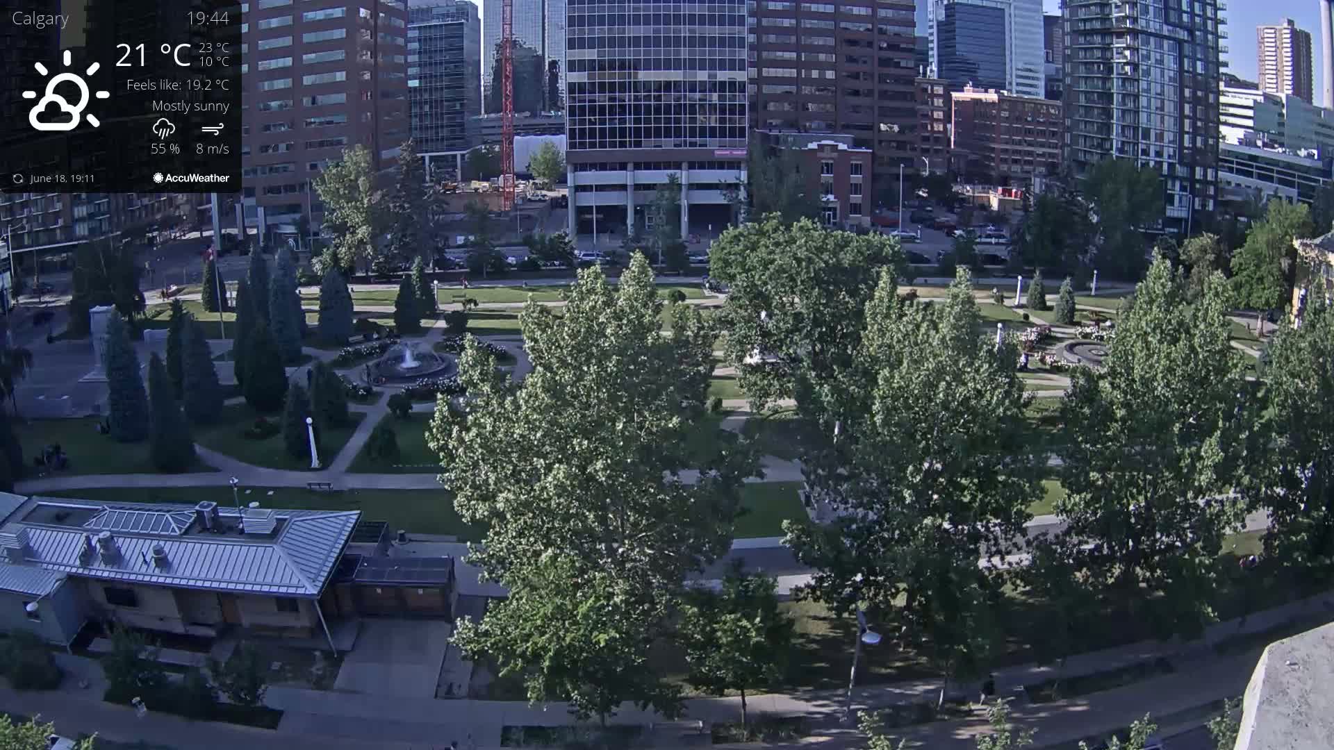 Calgary, Central Memorial Park Live Cam - Calgary, Rocky View County and Foothills County, Alberta, Canada
