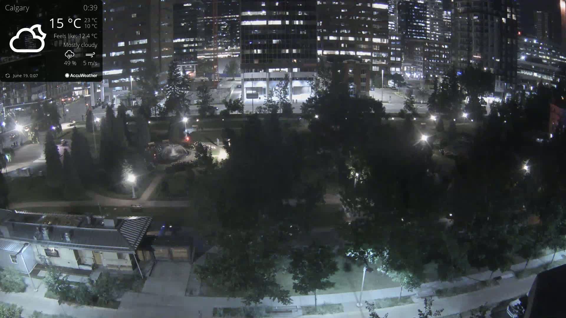 Calgary, Central Memorial Park Live Cam - Calgary, Rocky View County and Foothills County, Alberta, Canada