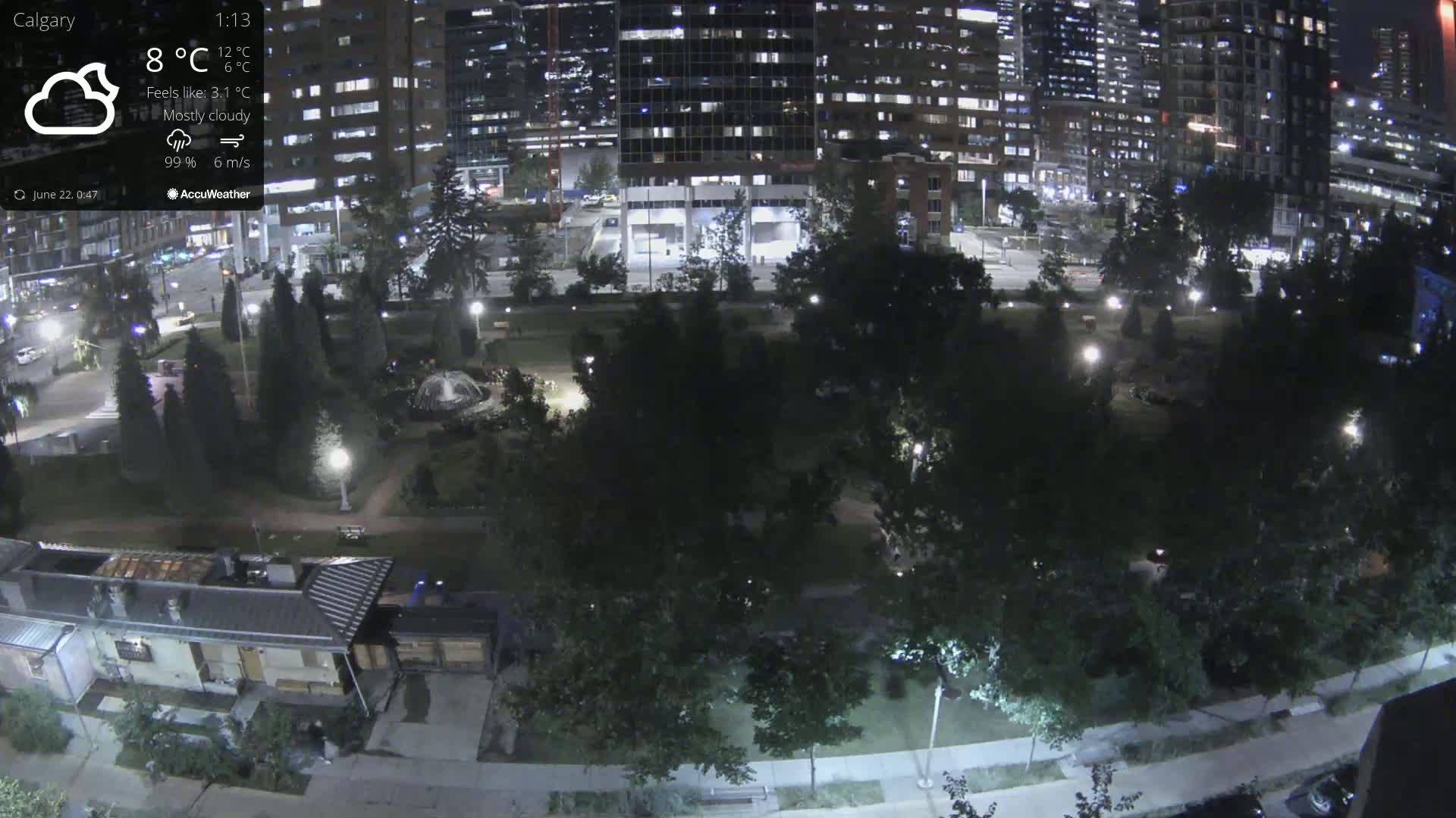 Calgary, Central Memorial Park Live Cam - Calgary, Rocky View County and Foothills County, Alberta, Canada