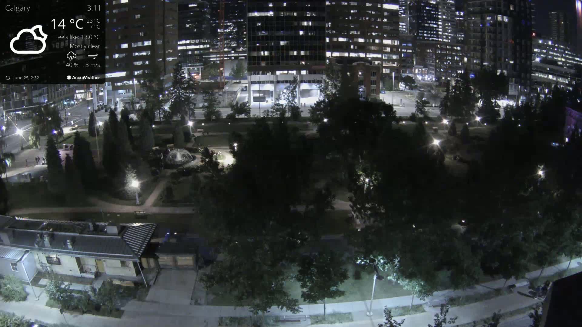 Calgary, Central Memorial Park Live Cam - Calgary, Rocky View County and Foothills County, Alberta, Canada