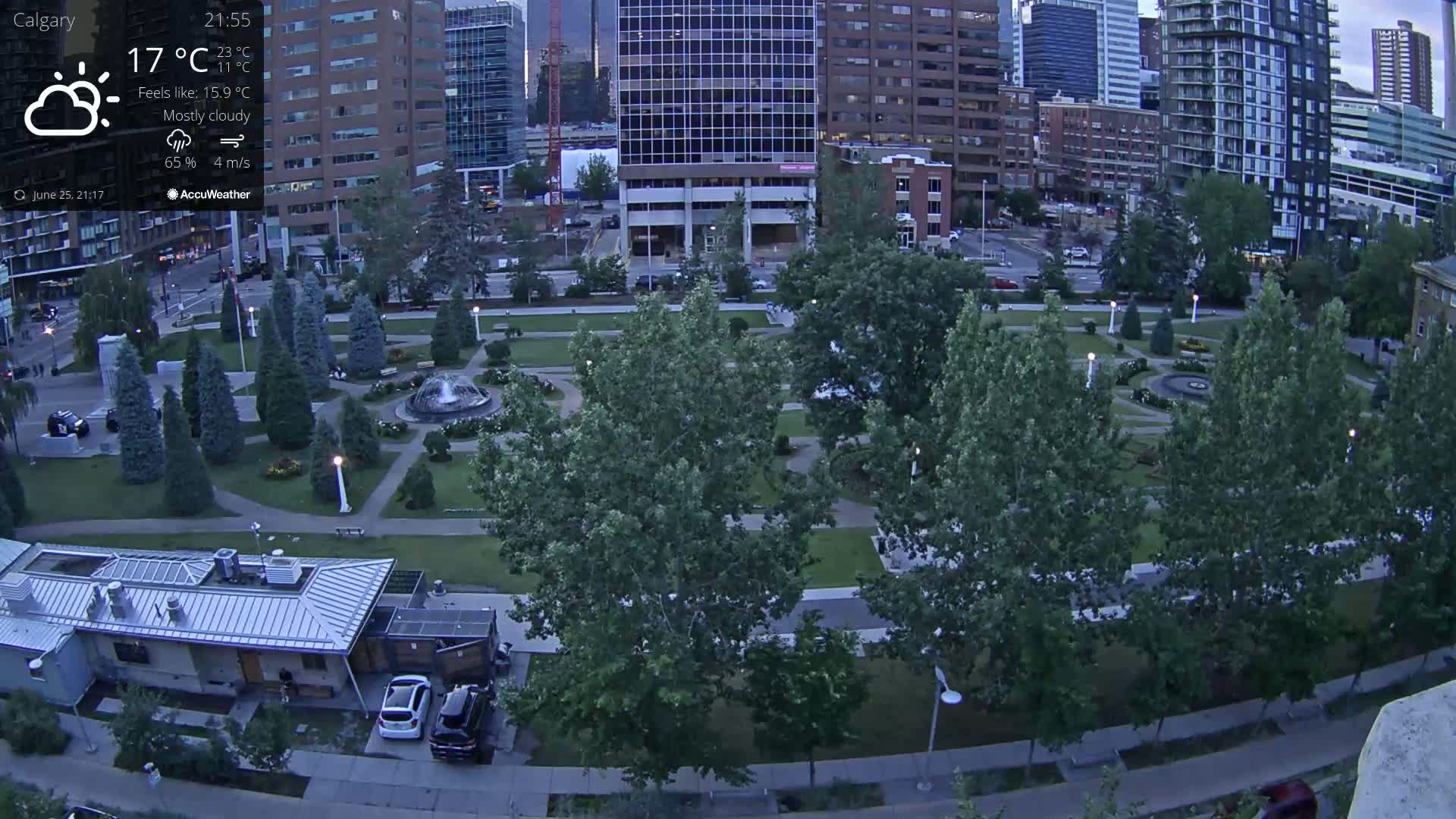 Calgary, Central Memorial Park Live Cam - Calgary, Rocky View County and Foothills County, Alberta, Canada
