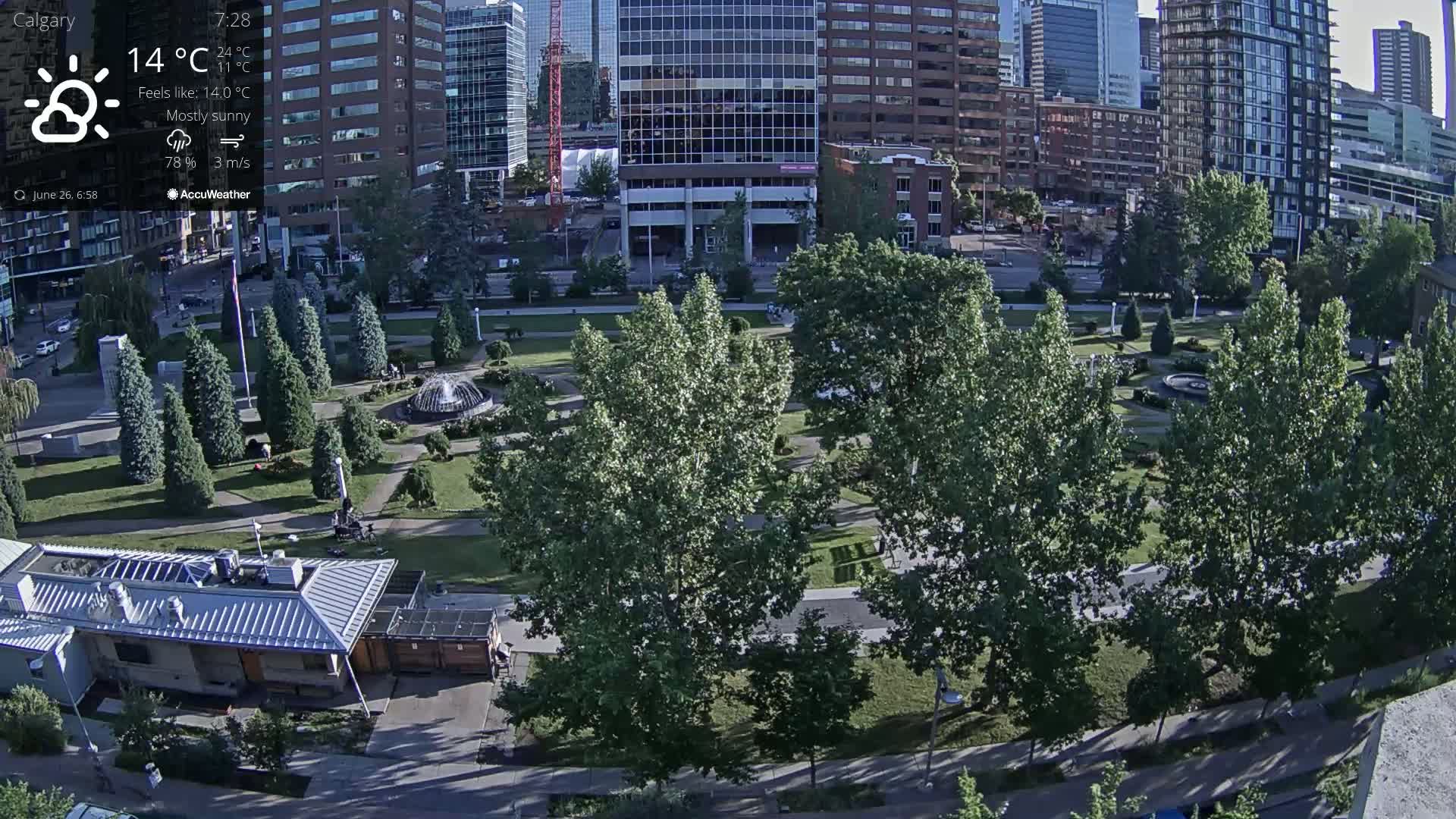 Calgary, Central Memorial Park Live Cam - Calgary, Rocky View County and Foothills County, Alberta, Canada