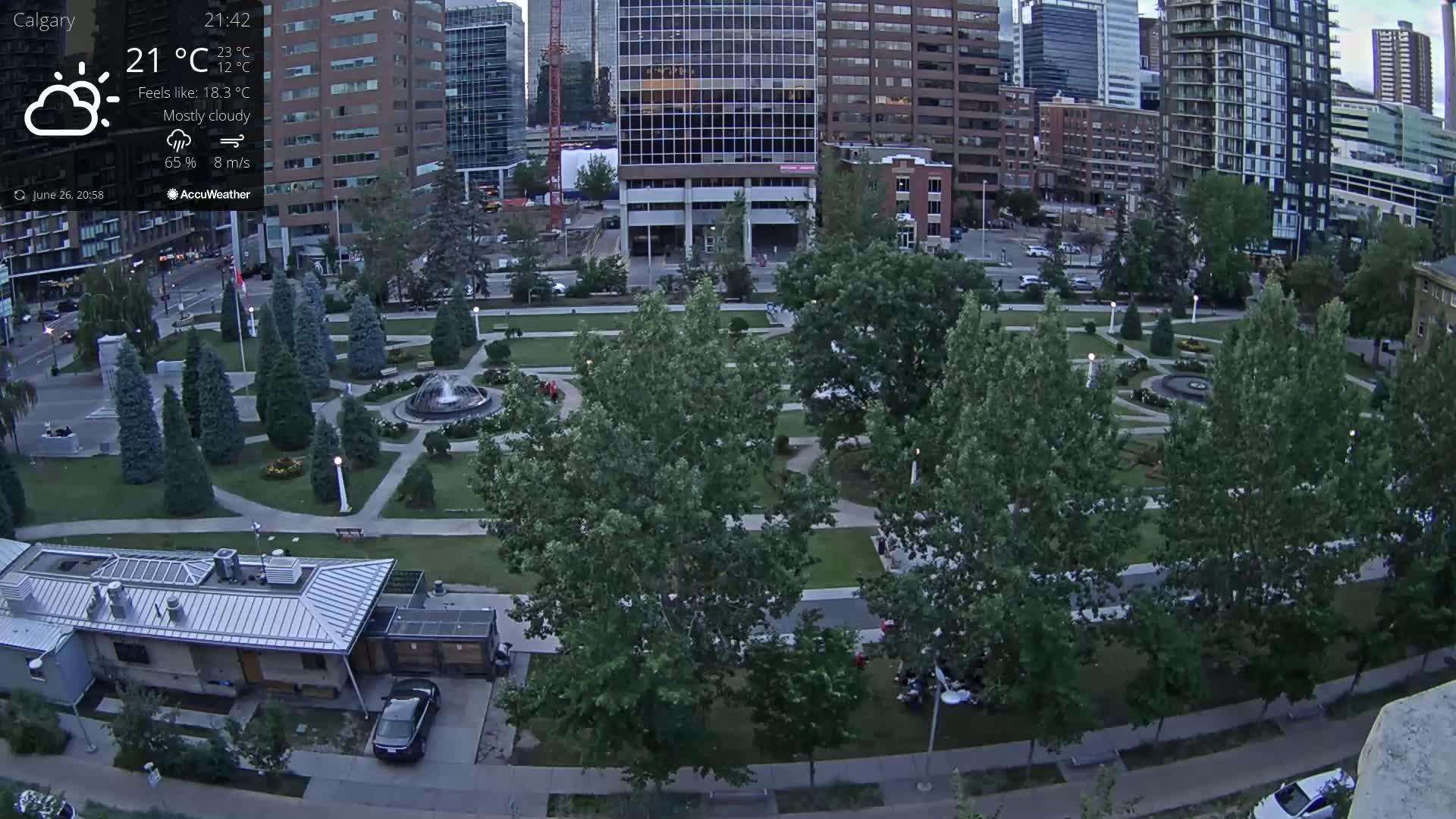 Calgary, Central Memorial Park Live Cam - Calgary, Rocky View County and Foothills County, Alberta, Canada