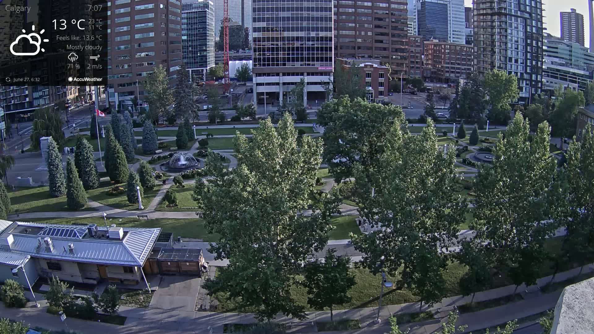 Calgary, Central Memorial Park Live Cam - Calgary, Rocky View County and Foothills County, Alberta, Canada