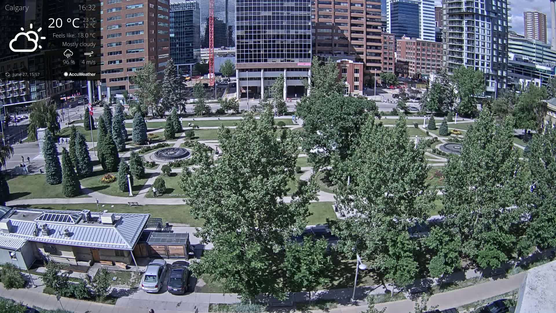 Calgary, Central Memorial Park Live Cam - Calgary, Rocky View County and Foothills County, Alberta, Canada
