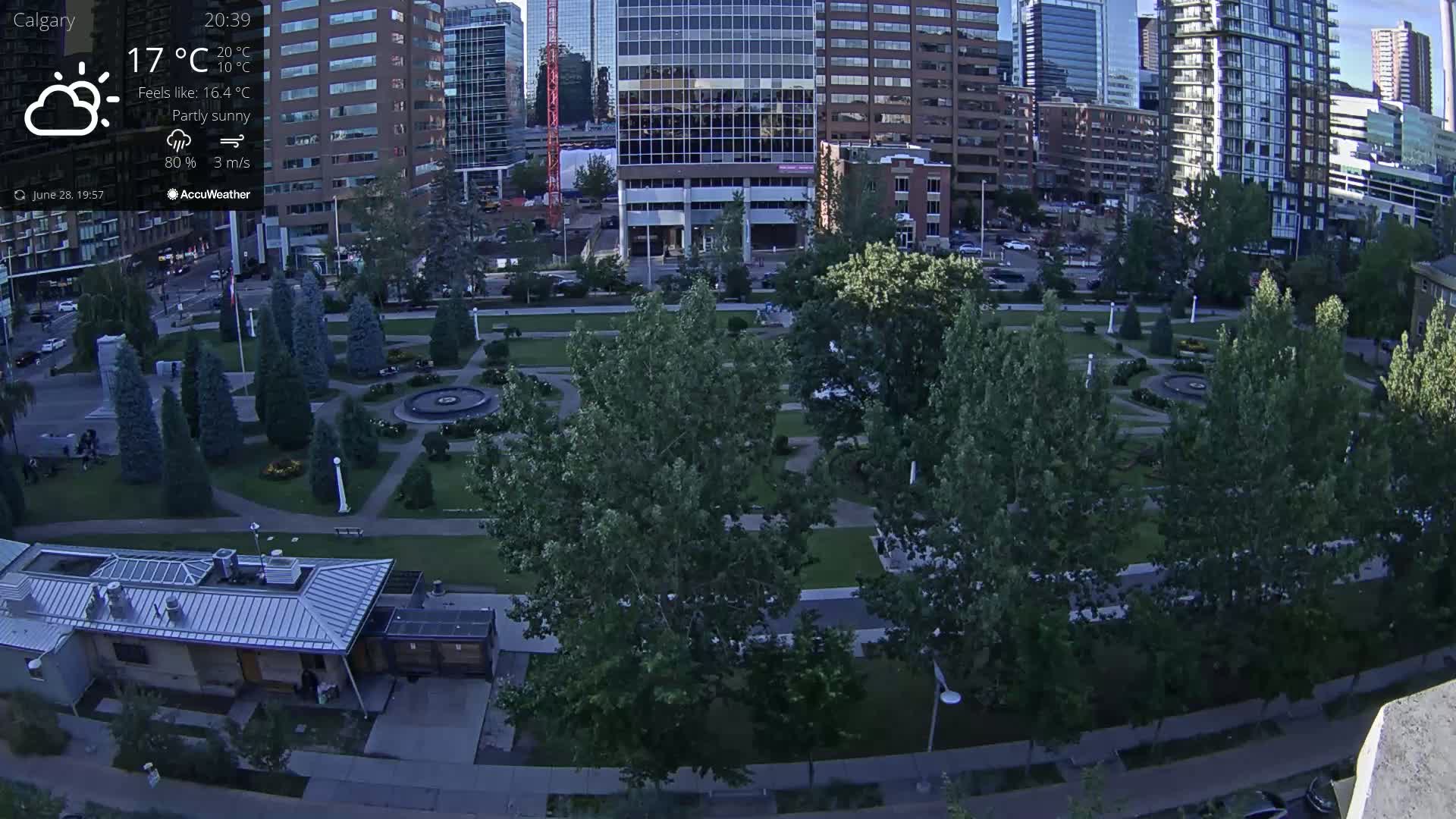 Calgary, Central Memorial Park Live Cam - Calgary, Rocky View County and Foothills County, Alberta, Canada