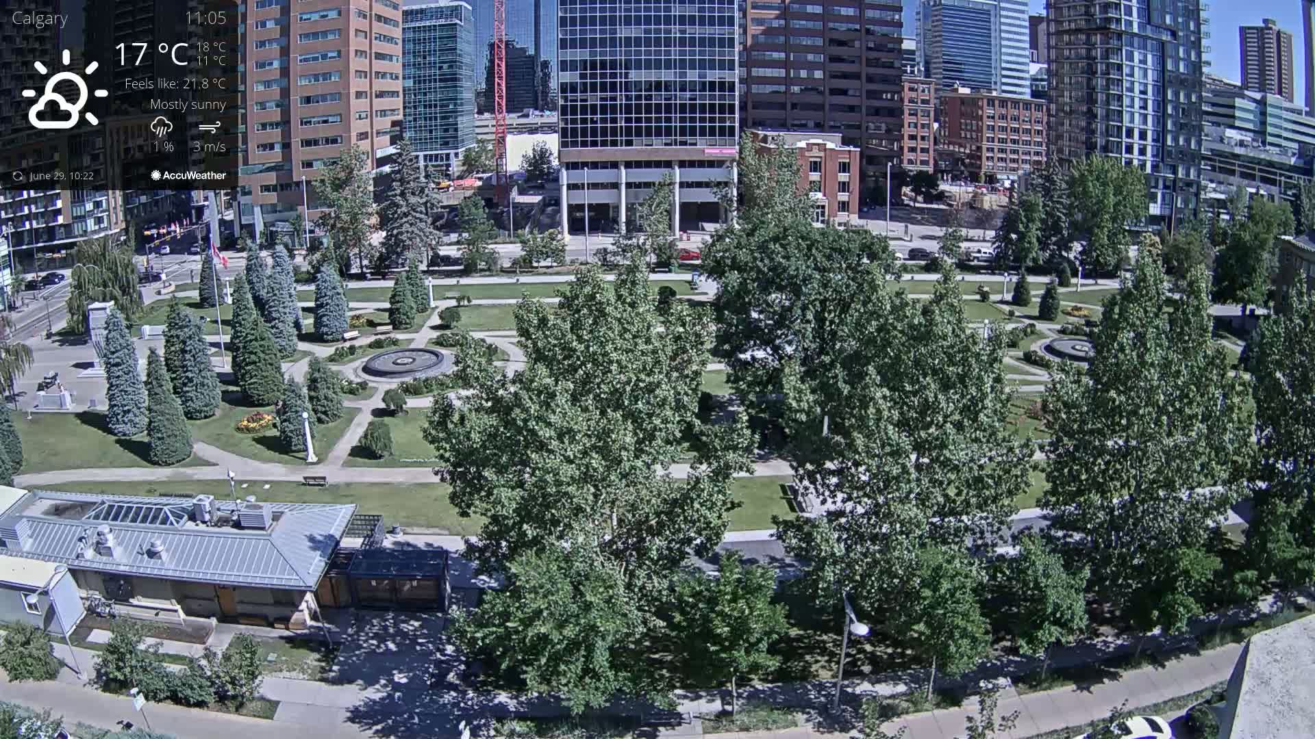 Calgary, Central Memorial Park Live Cam - Calgary, Rocky View County and Foothills County, Alberta, Canada