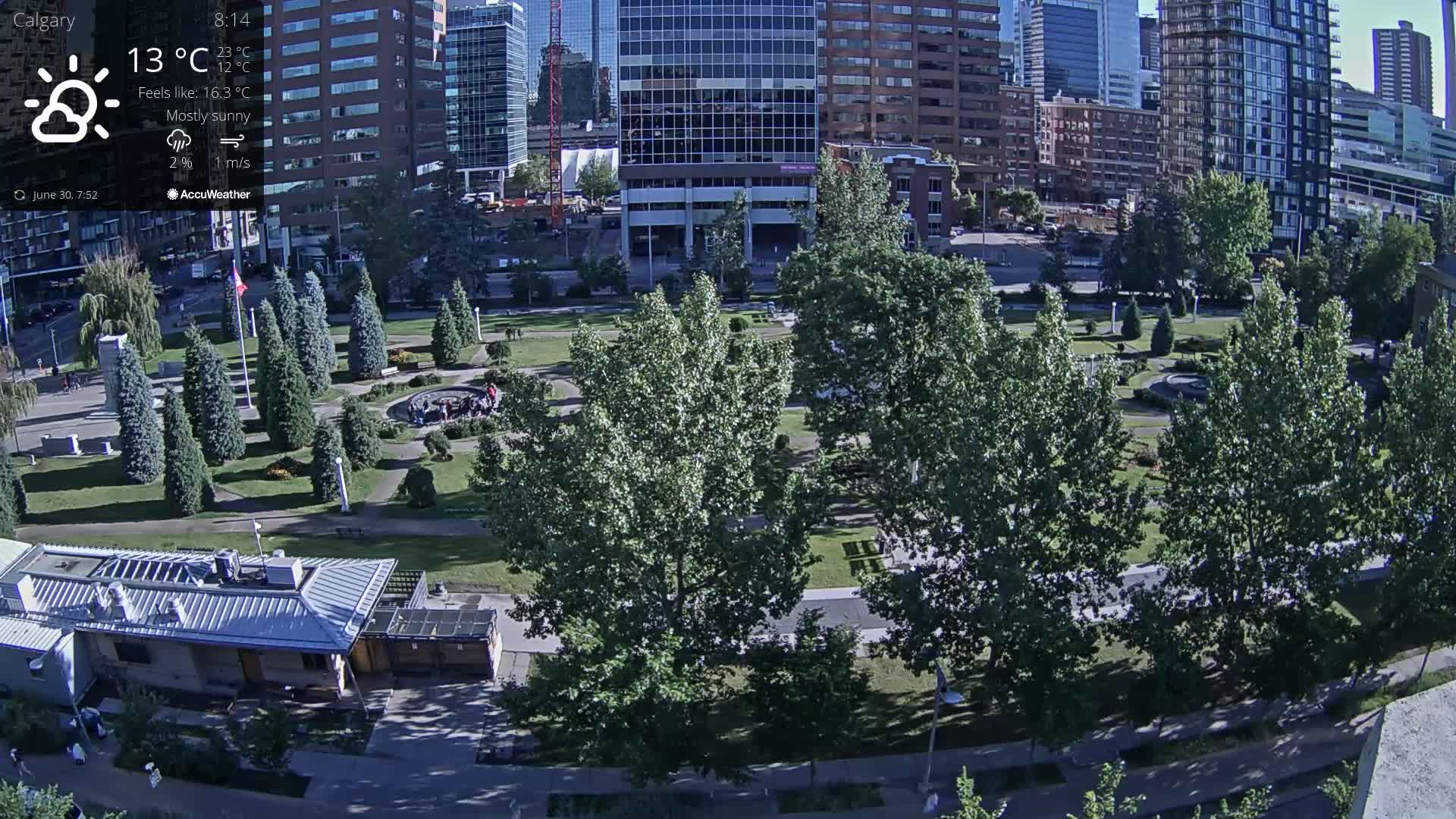 Calgary, Central Memorial Park Live Cam - Calgary, Rocky View County and Foothills County, Alberta, Canada