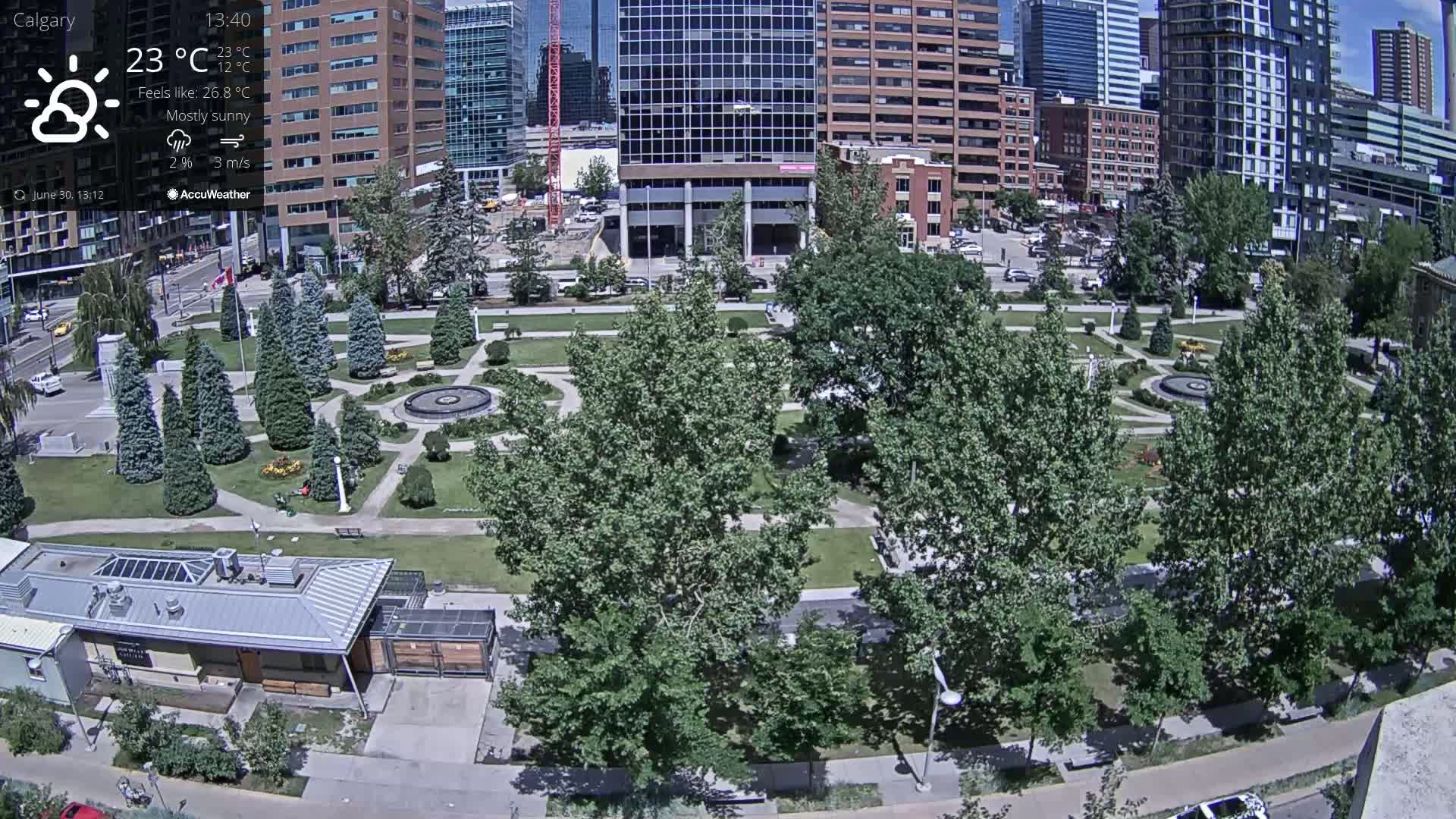 Calgary, Central Memorial Park Live Cam - Calgary, Rocky View County and Foothills County, Alberta, Canada