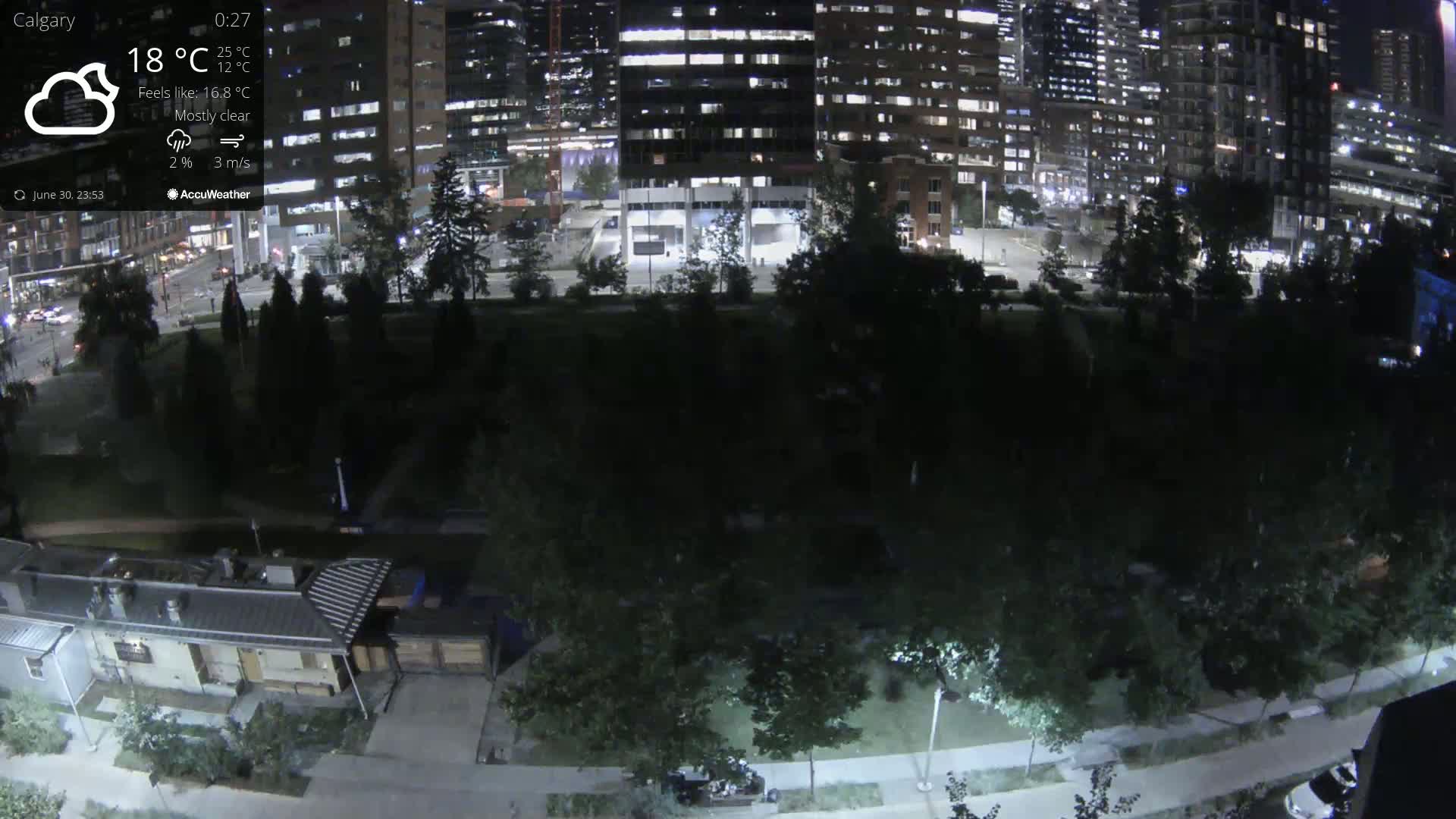 Calgary, Central Memorial Park Live Cam - Calgary, Rocky View County and Foothills County, Alberta, Canada