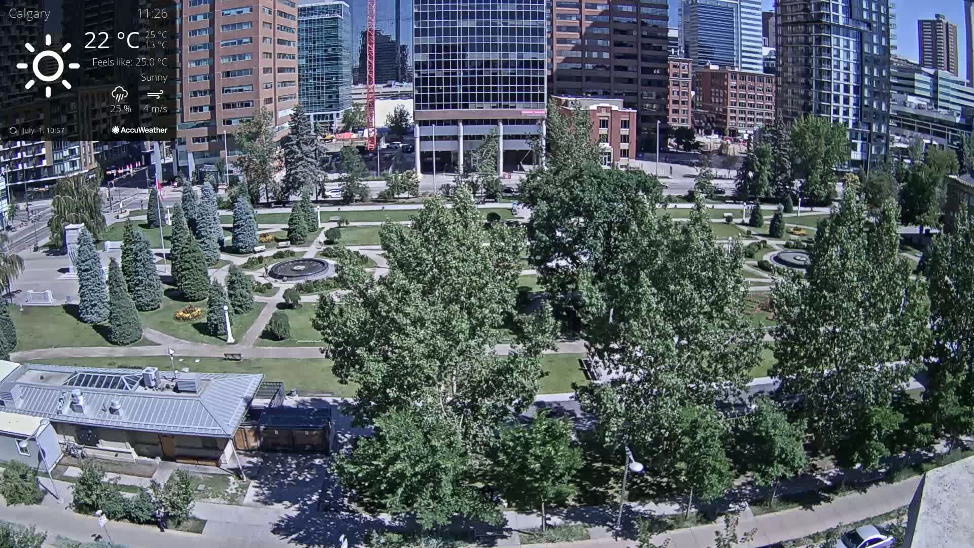 Calgary, Central Memorial Park Live Cam - Calgary, Rocky View County and Foothills County, Alberta, Canada