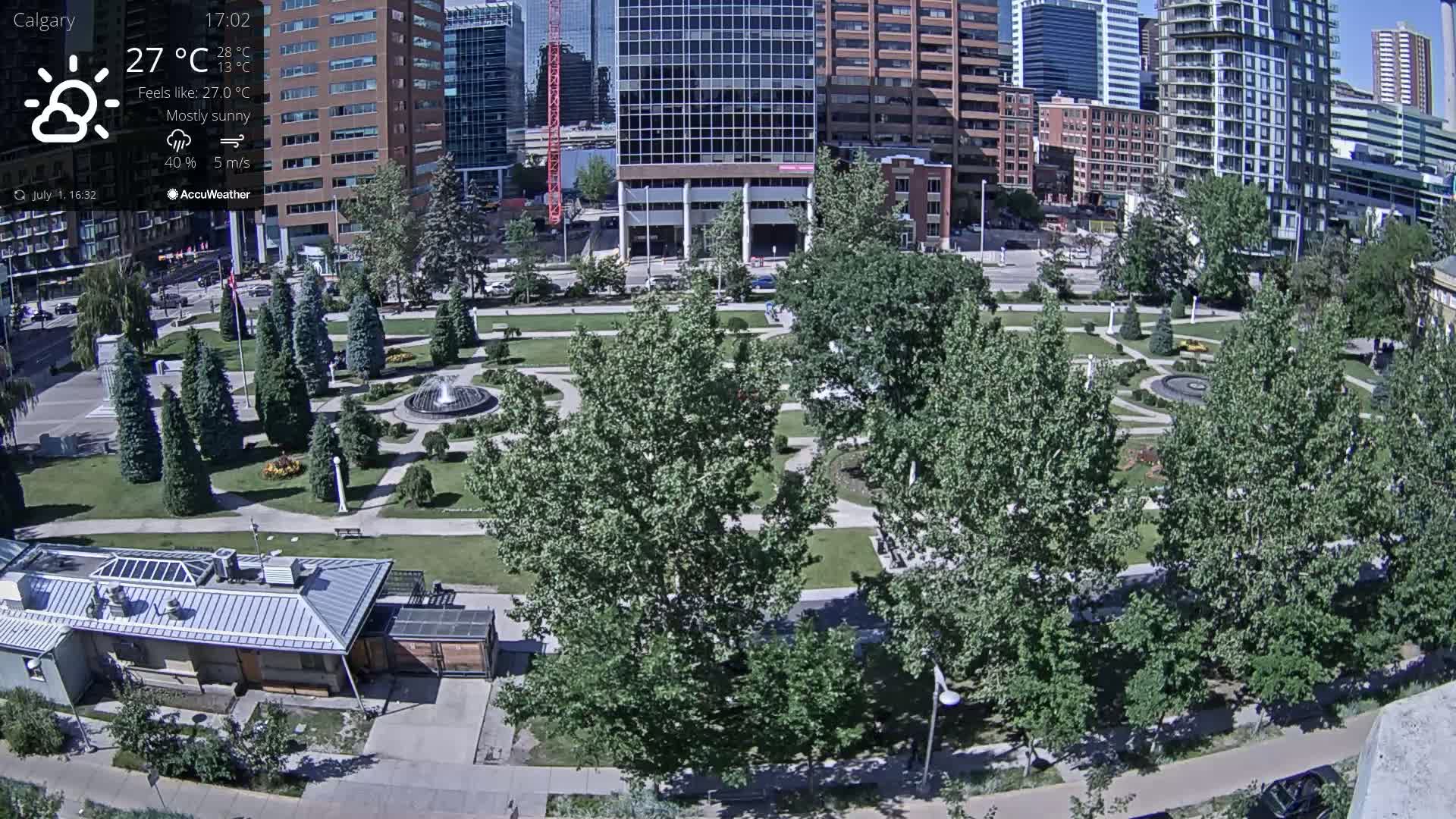 Calgary, Central Memorial Park Live Cam - Calgary, Rocky View County and Foothills County, Alberta, Canada