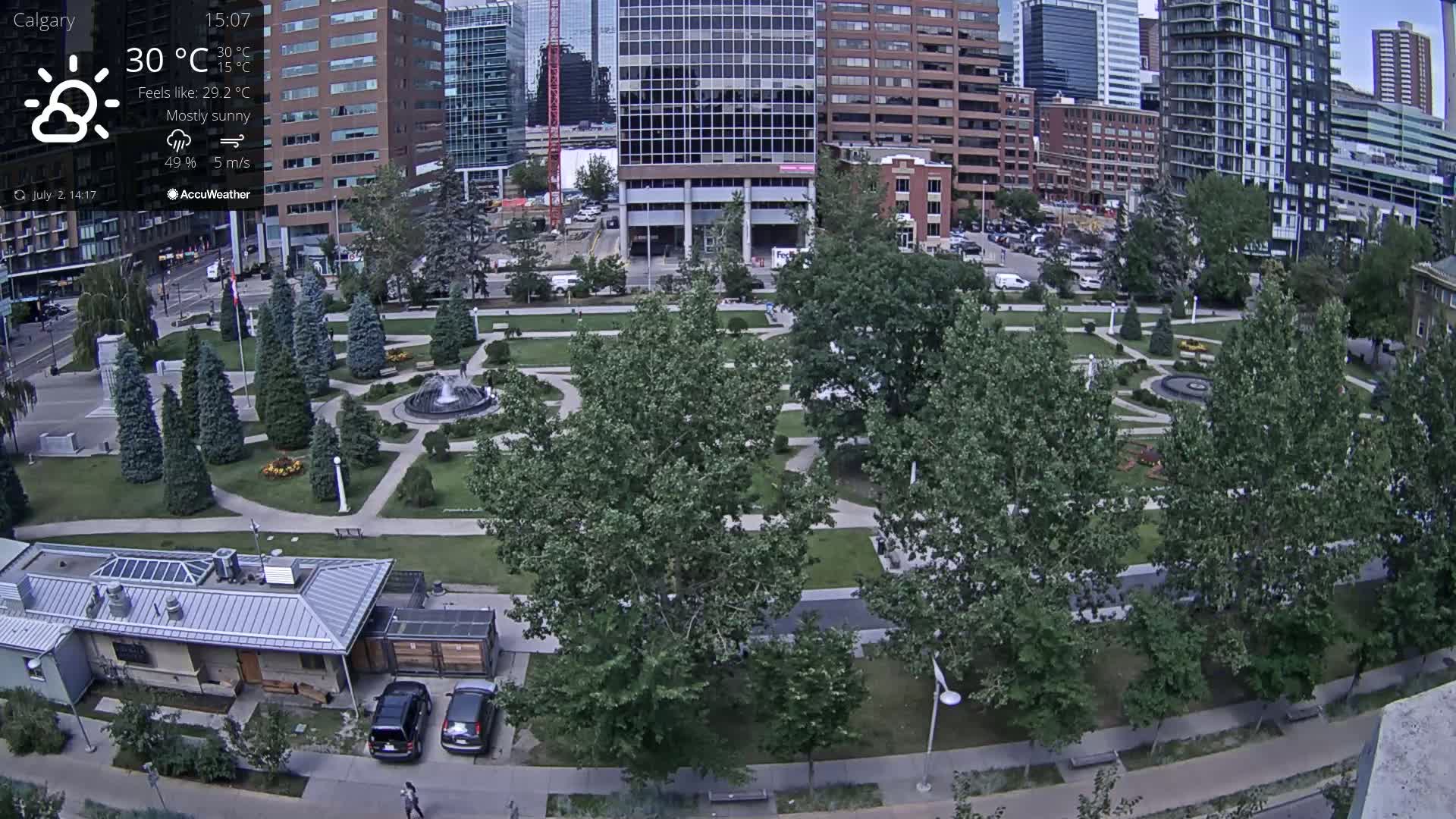 Calgary, Central Memorial Park Live Cam - Calgary, Rocky View County and Foothills County, Alberta, Canada