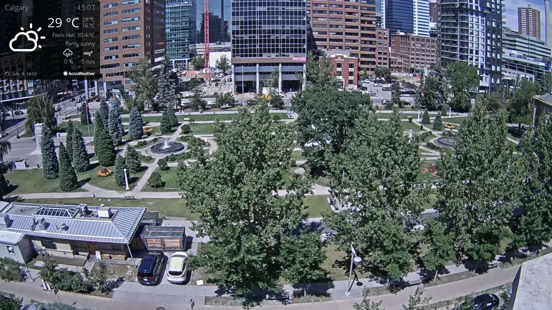 Calgary, Central Memorial Park Live Cam - Calgary, Rocky View County and Foothills County, Alberta, Canada
