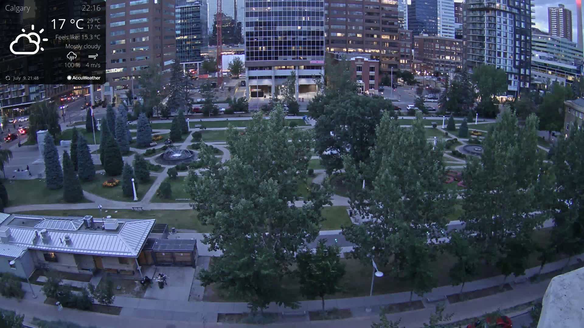 Calgary, Central Memorial Park Live Cam - Calgary, Rocky View County and Foothills County, Alberta, Canada