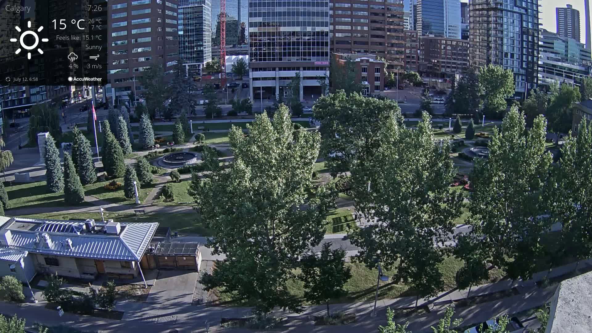 Calgary, Central Memorial Park Live Cam - Calgary, Rocky View County and Foothills County, Alberta, Canada