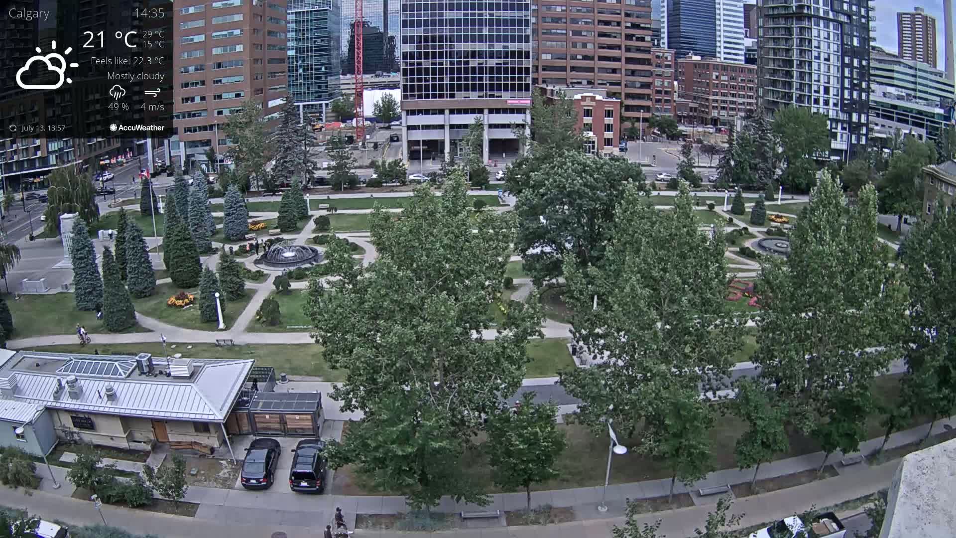 Calgary, Central Memorial Park Live Cam - Calgary, Rocky View County and Foothills County, Alberta, Canada