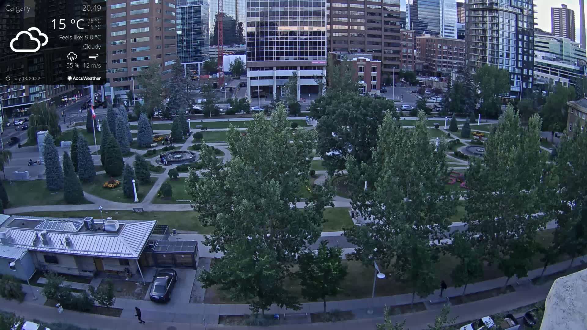 Calgary, Central Memorial Park Live Cam - Calgary, Rocky View County and Foothills County, Alberta, Canada