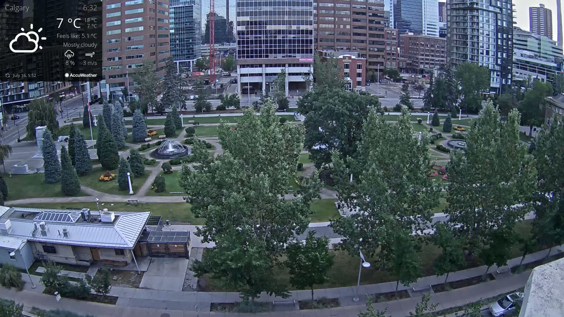 Calgary, Central Memorial Park Live Cam - Calgary, Rocky View County and Foothills County, Alberta, Canada