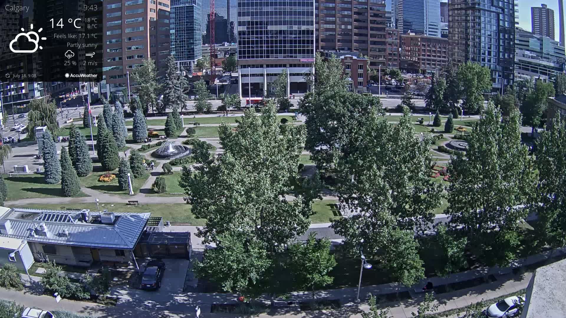 Calgary, Central Memorial Park Live Cam - Calgary, Rocky View County and Foothills County, Alberta, Canada