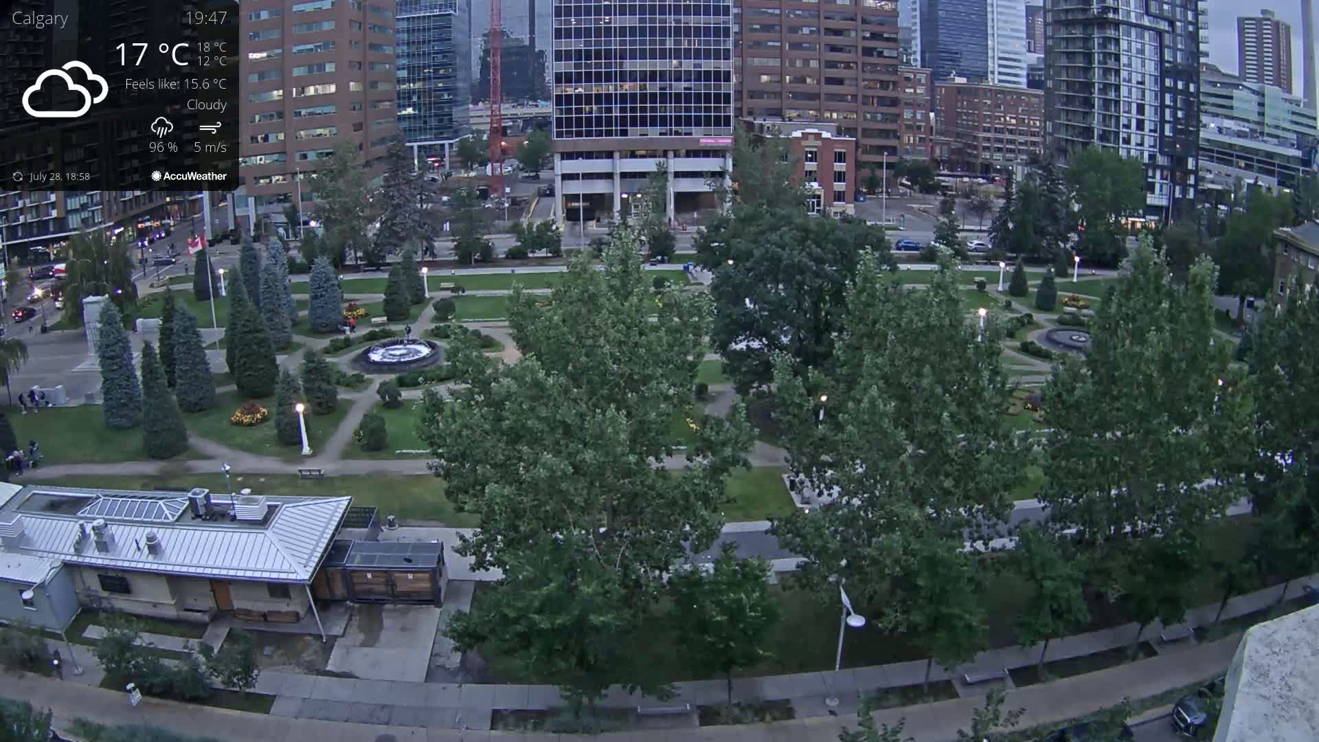 Calgary, Central Memorial Park Live Cam - Calgary, Rocky View County and Foothills County, Alberta, Canada