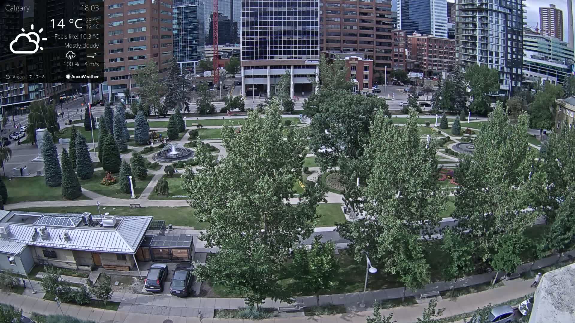 Calgary, Central Memorial Park Live Cam - Calgary, Rocky View County and Foothills County, Alberta, Canada