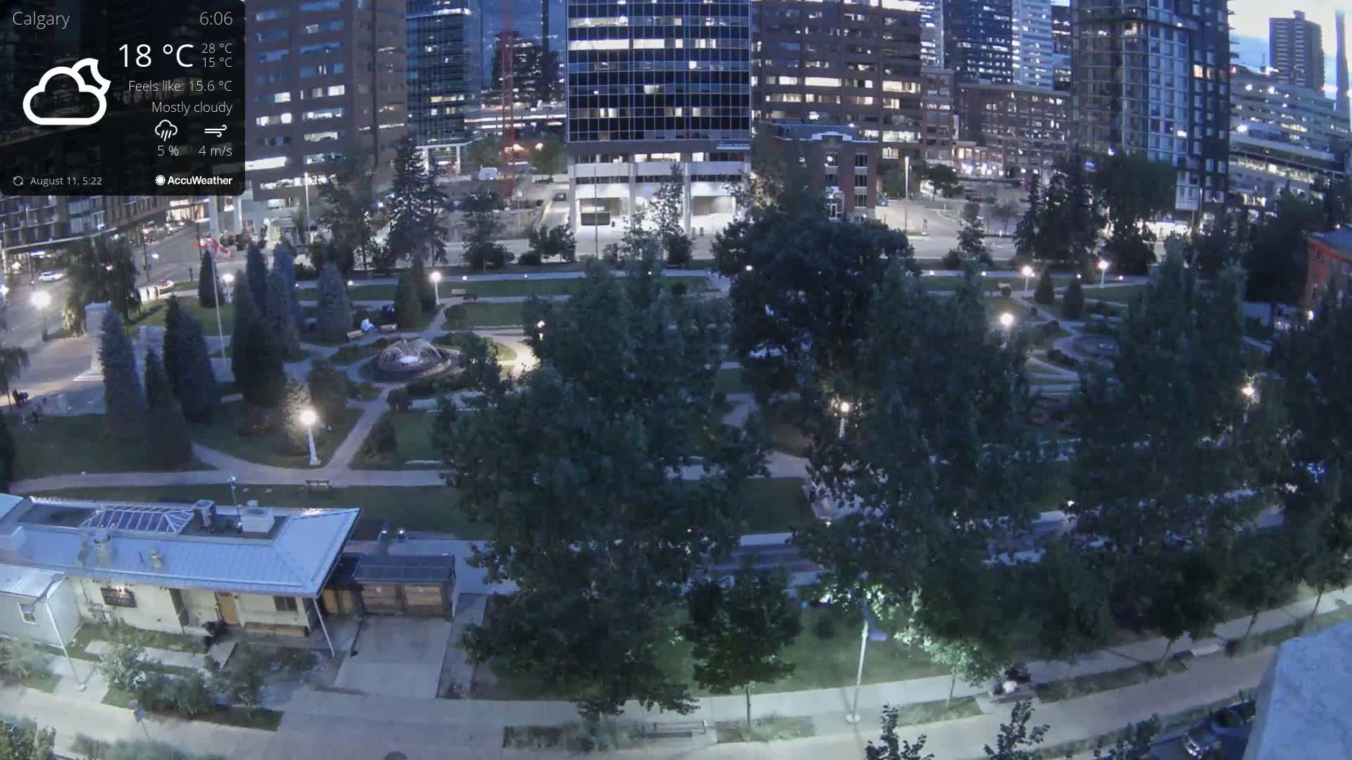 Calgary, Central Memorial Park Live Cam - Calgary, Rocky View County and Foothills County, Alberta, Canada