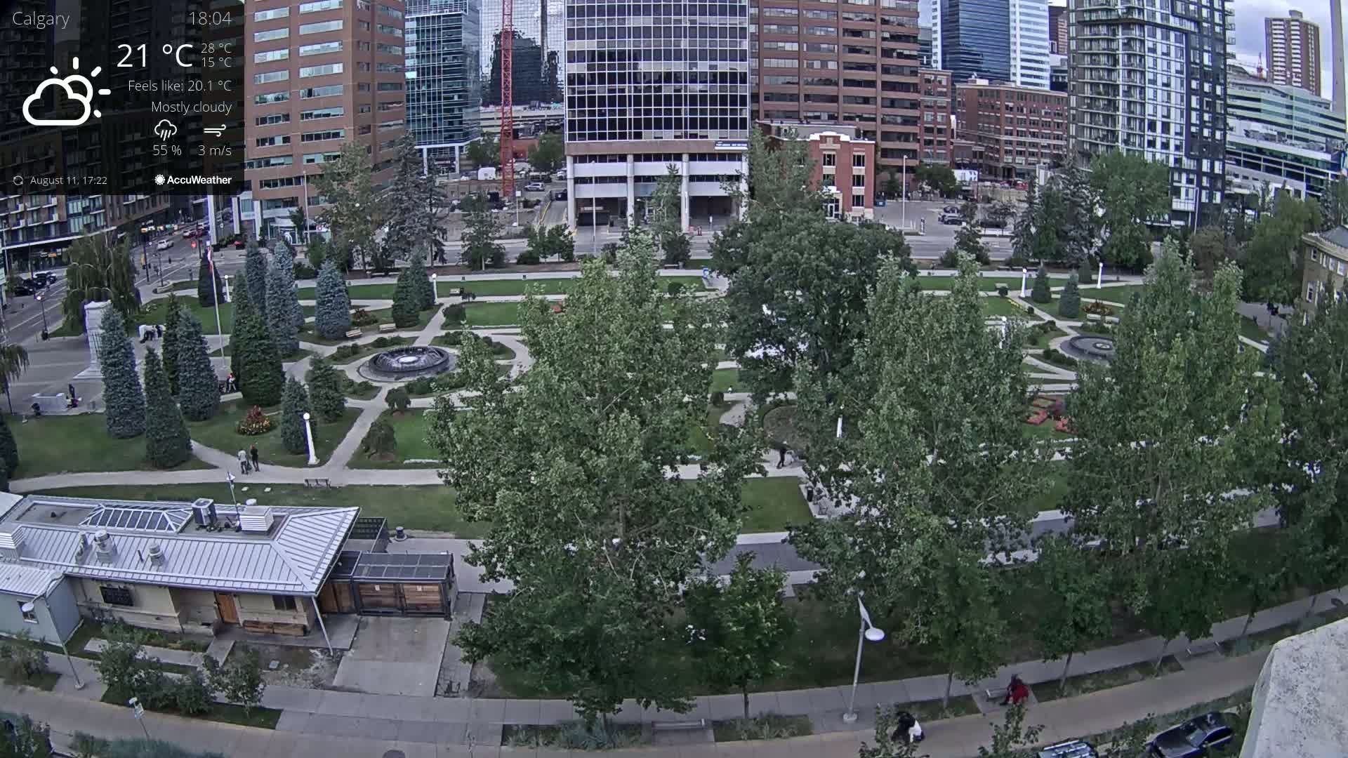 Calgary, Central Memorial Park Live Cam - Calgary, Rocky View County and Foothills County, Alberta, Canada