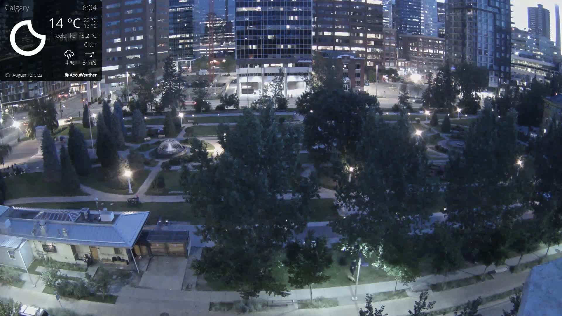 Calgary, Central Memorial Park Live Cam - Calgary, Rocky View County and Foothills County, Alberta, Canada