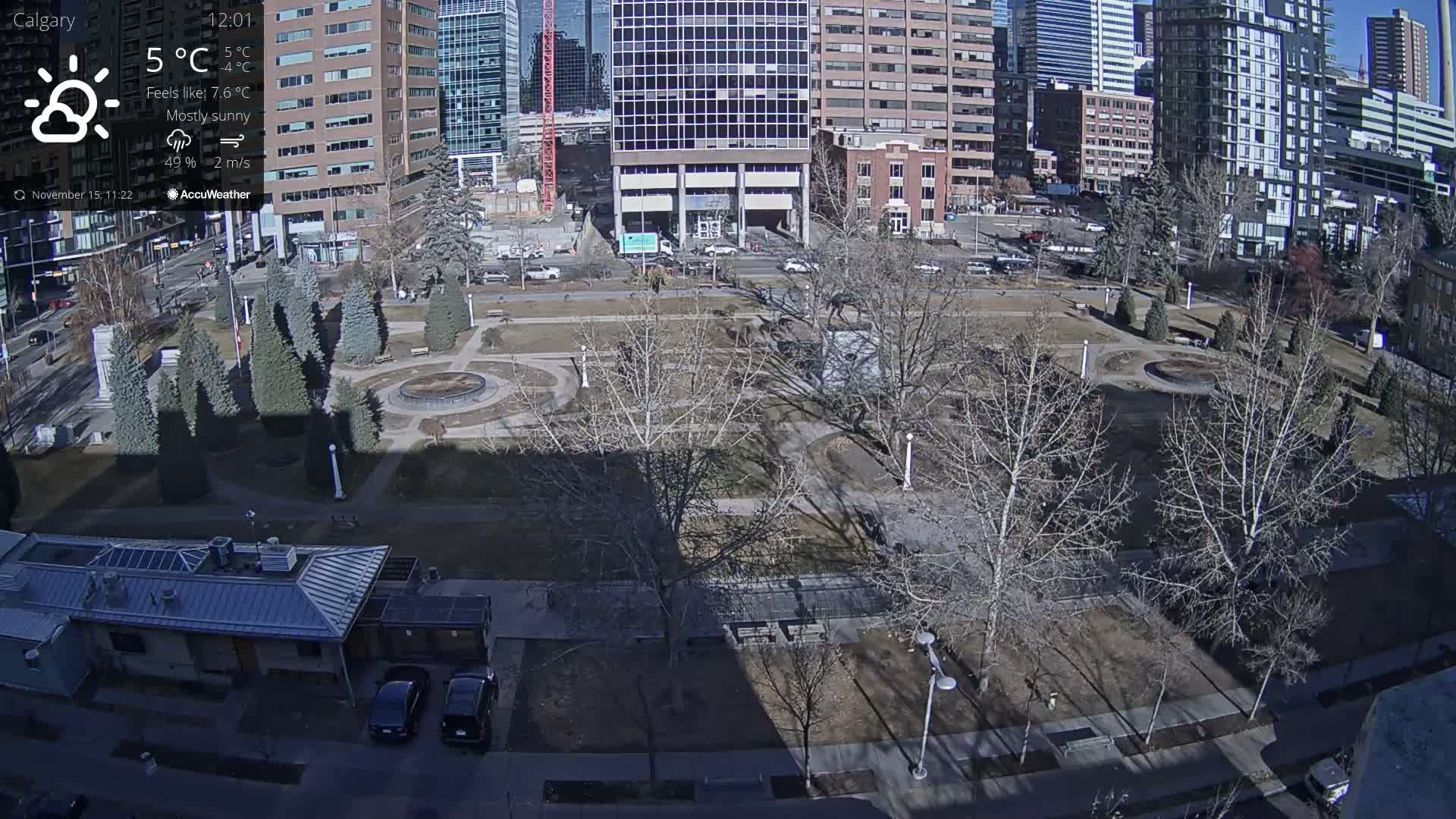 Calgary, Central Memorial Park Live Cam - Calgary, Rocky View County and Foothills County, Alberta, Canada