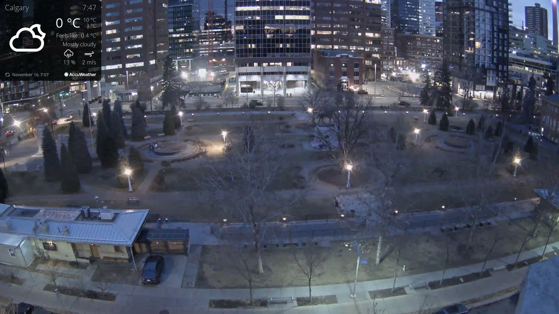 Calgary, Central Memorial Park Live Cam - Calgary, Rocky View County and Foothills County, Alberta, Canada